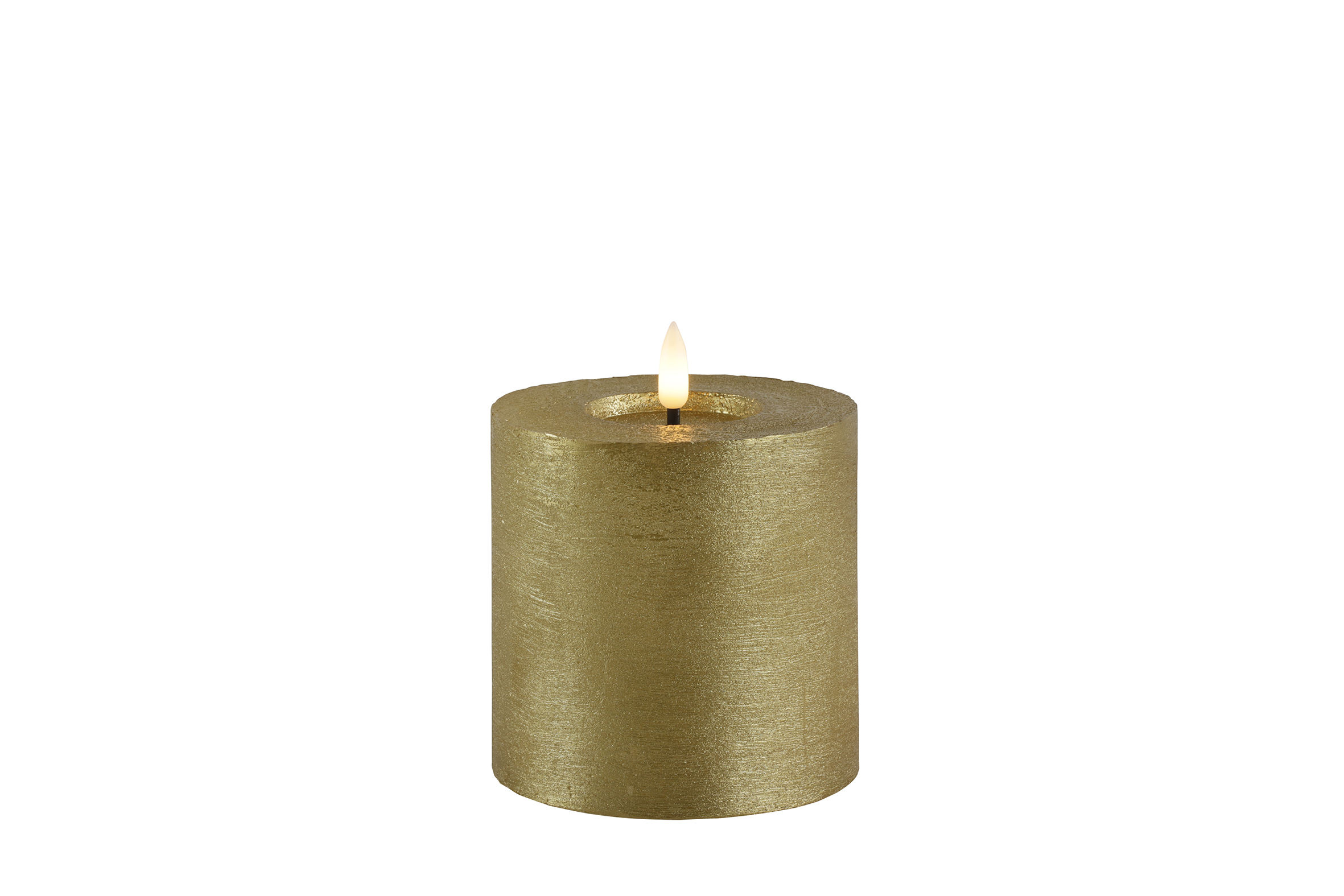 Pillar Candle Rustic 10cm Led Rd Lyon S Gold Gift