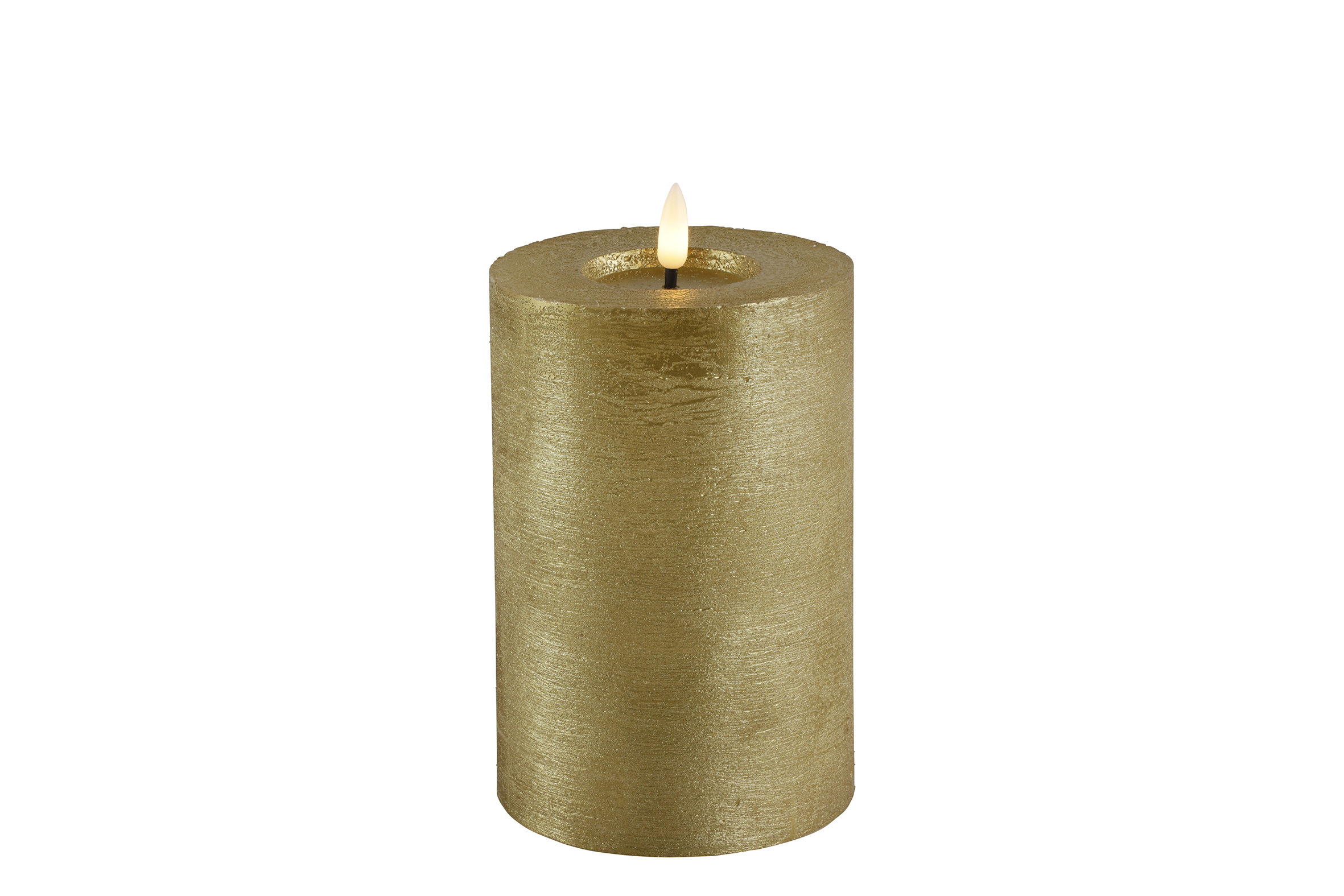 Pillar Candle Rustic 10cm Led Rd Lyon M Gold Gift