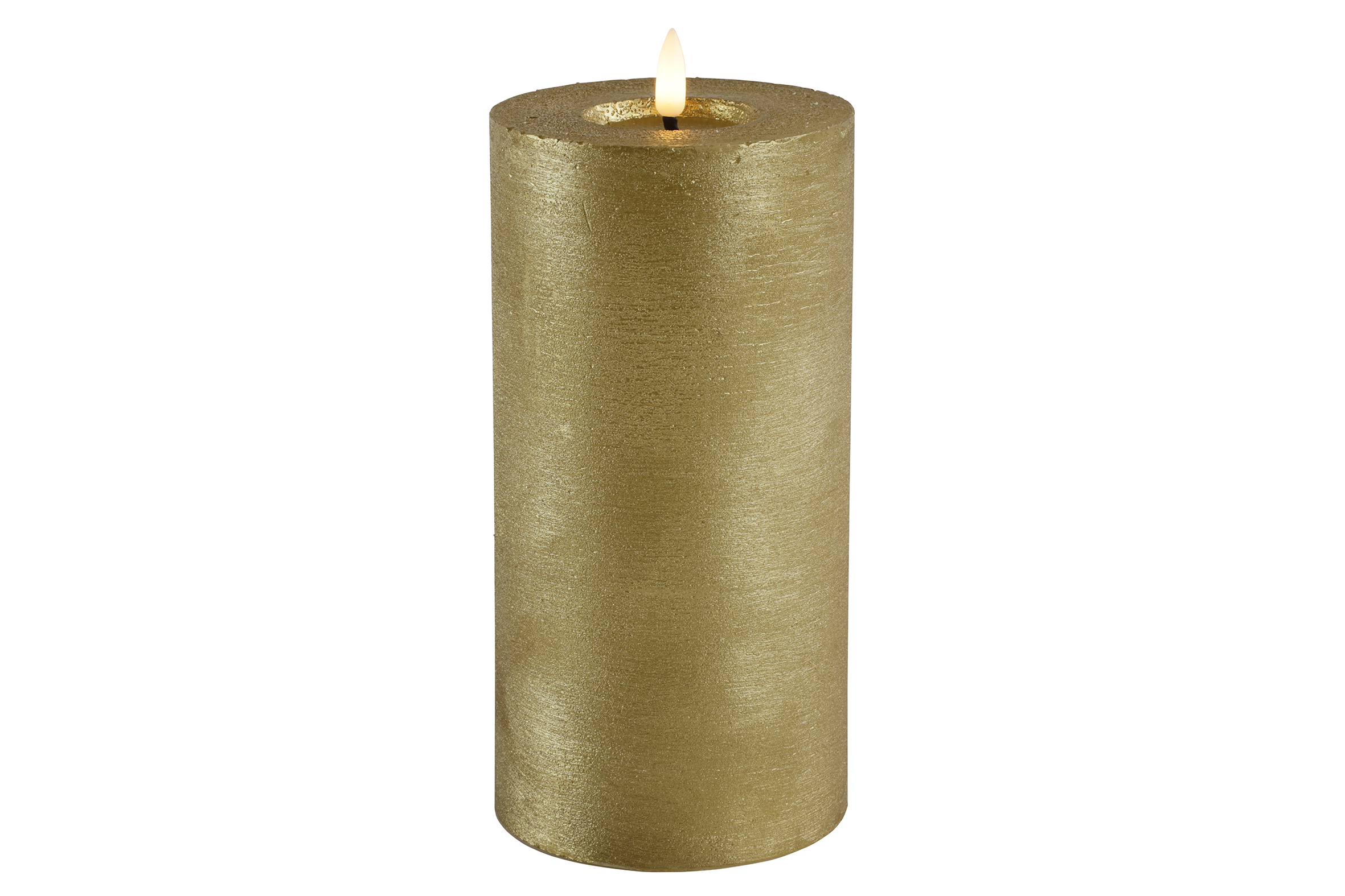 Pillar Candle Rustic 10cm Led Rd Lyon L Gold Gift