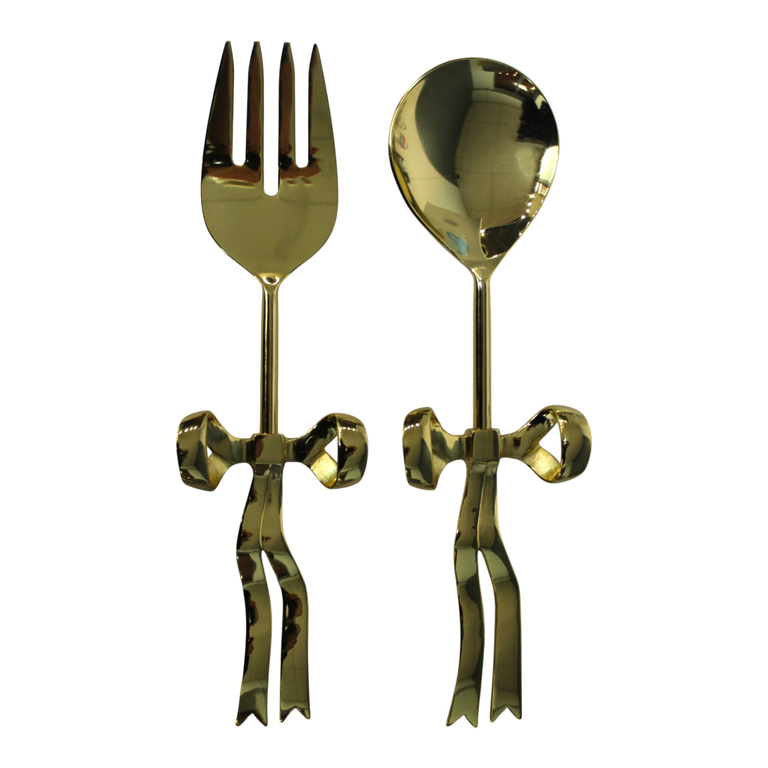 Set Of 2 Salad Servers Gold Bows Gift