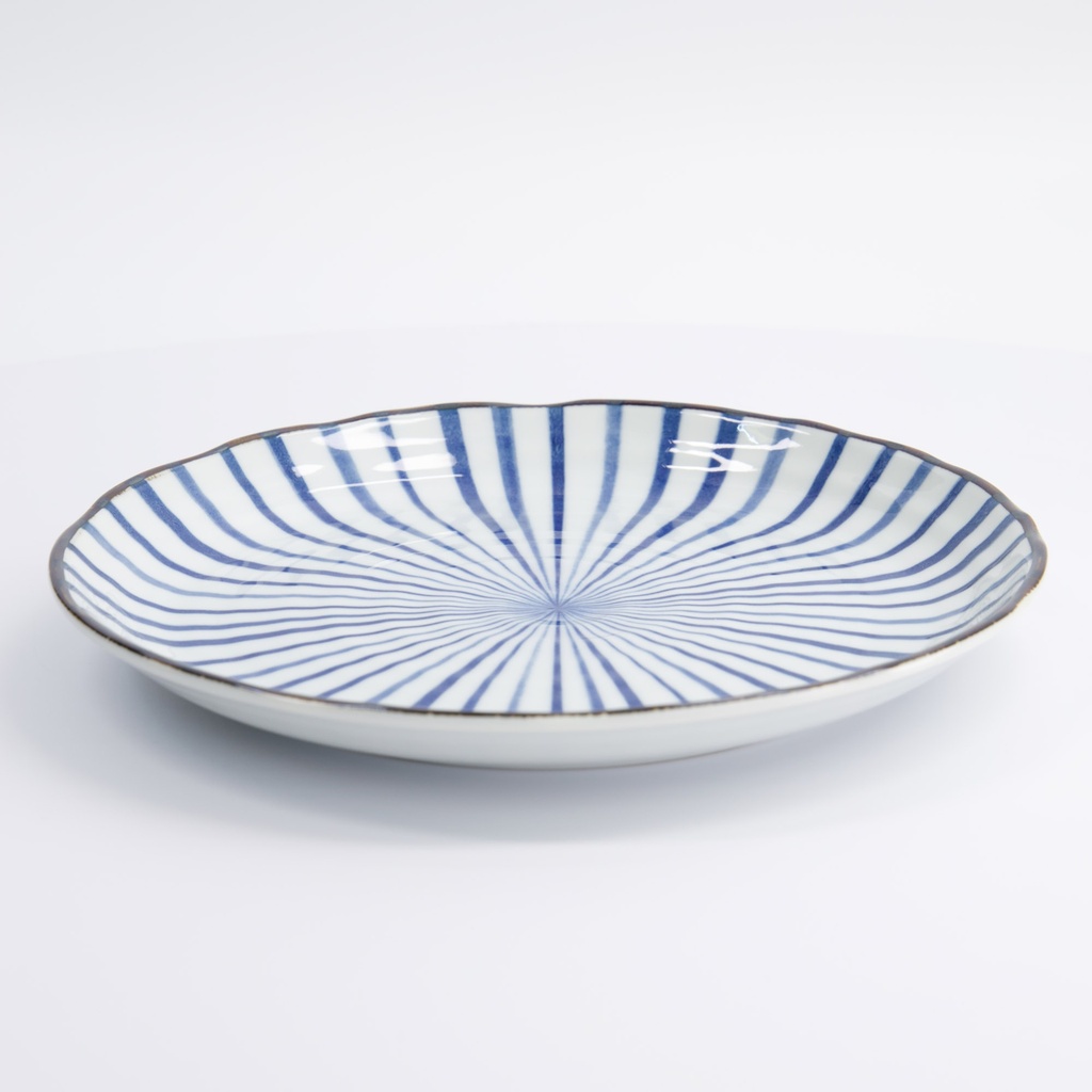 Natsu Tokusa Plate 24.7x3cm Blue/white 22332 6/36 Gift