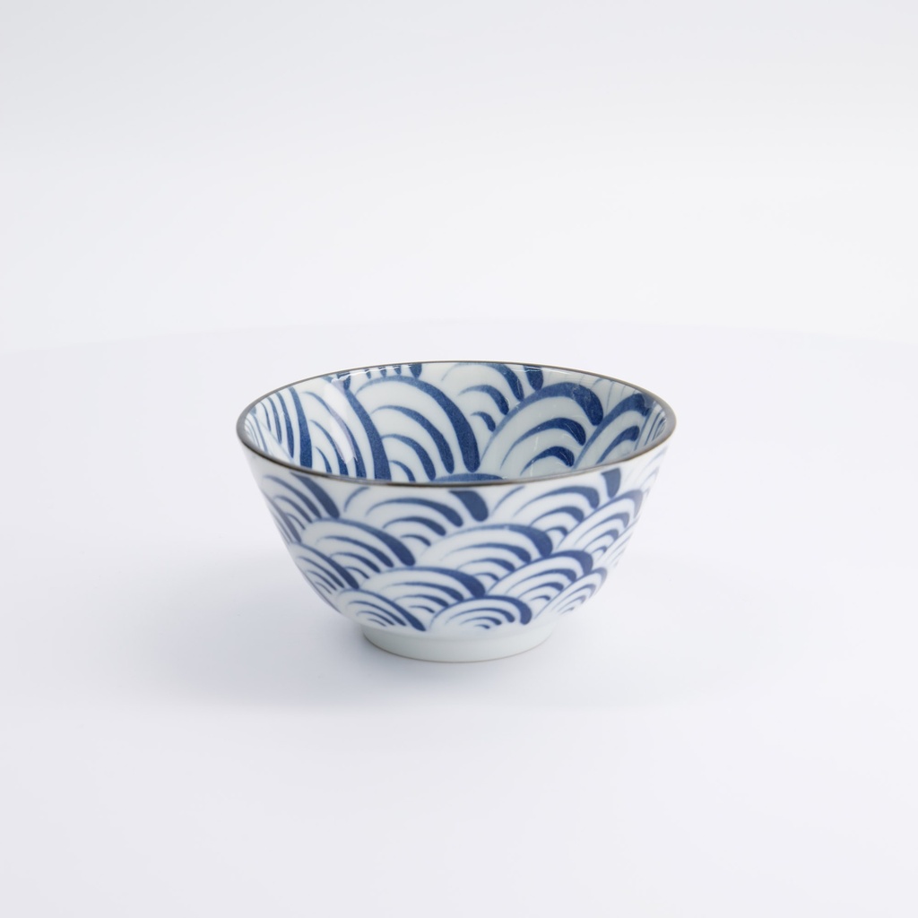 Natsu Nami Rice Bowl 12x6.4cm Blue/white 22335 6/72 Gift