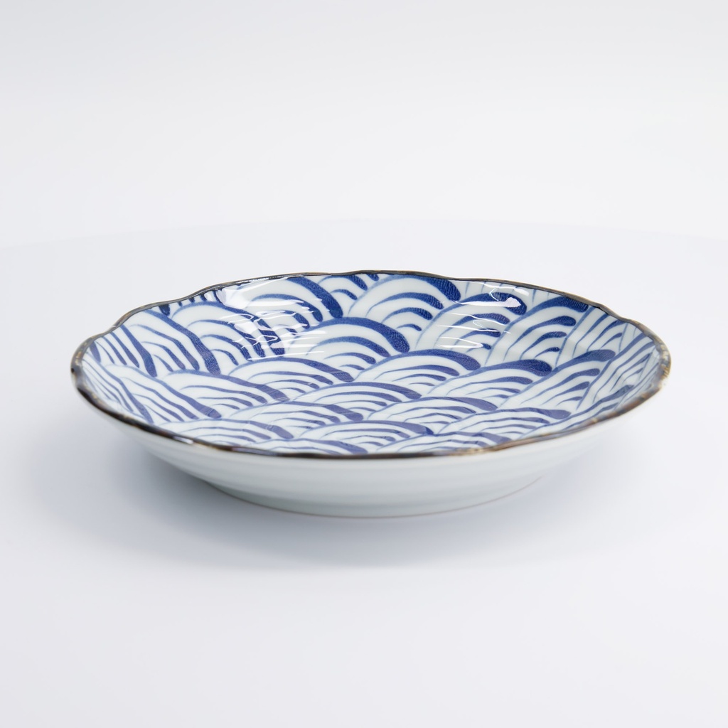 Natsu Nami Plate 22x4cm Blue/white 22339 6/36 Gift