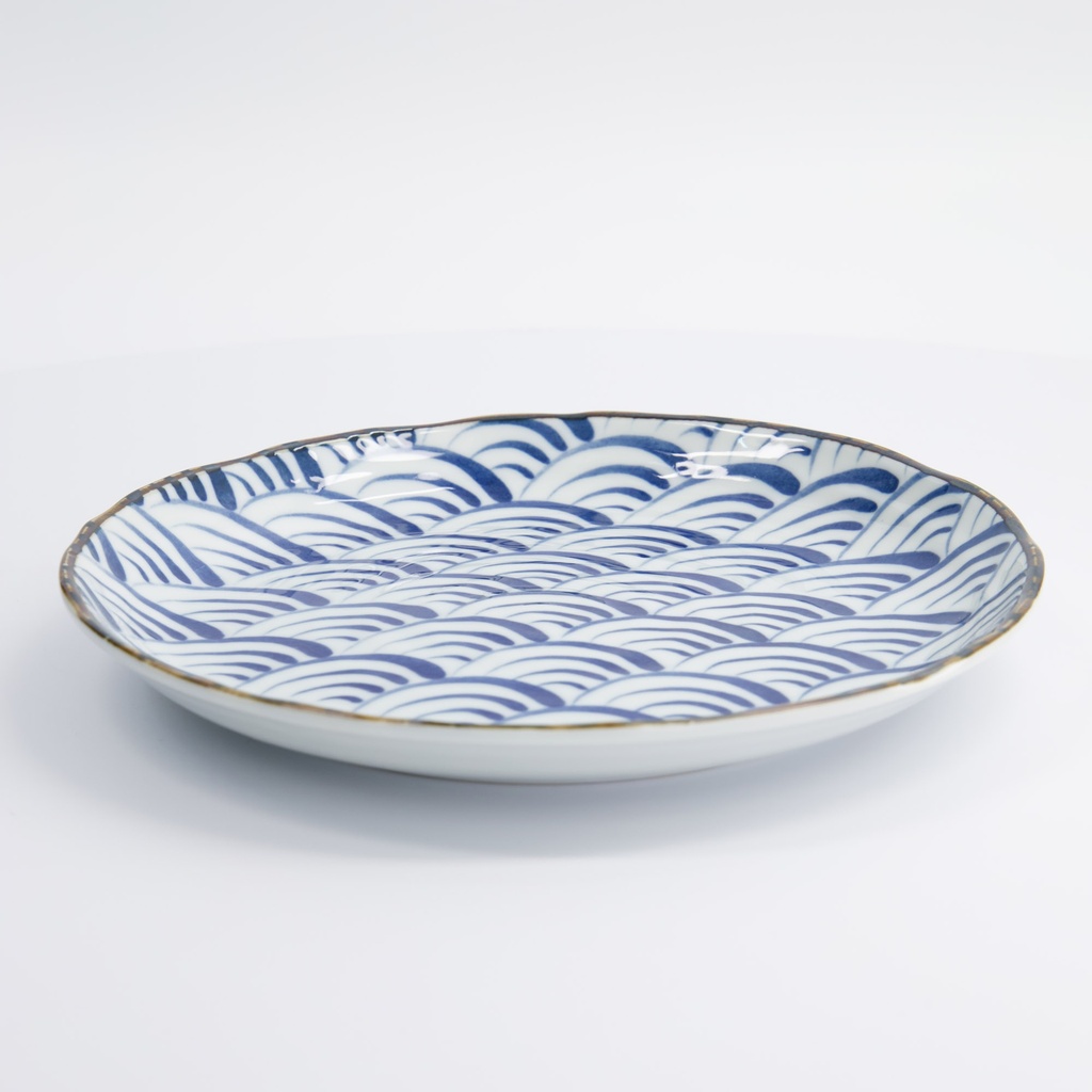 Natsu Nami Plate 24.7x3cm Blue/white 22341 6/36 Gift