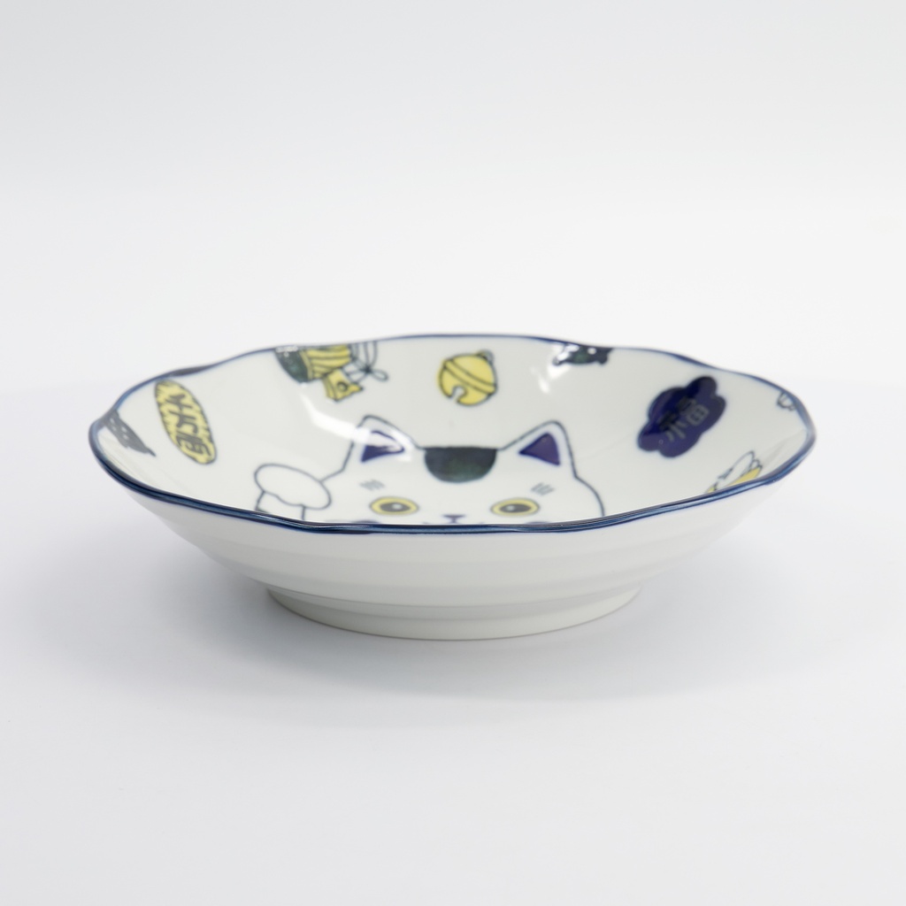 Kawaii Lucky Cat Neko Pasta Plate Blue 21x5cm 4/32 Gift