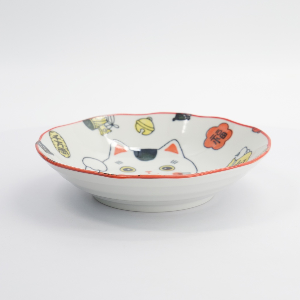 Kawaii Lucky Cat Neko Pasta Plate Red 21x5cm 4/32 Gift