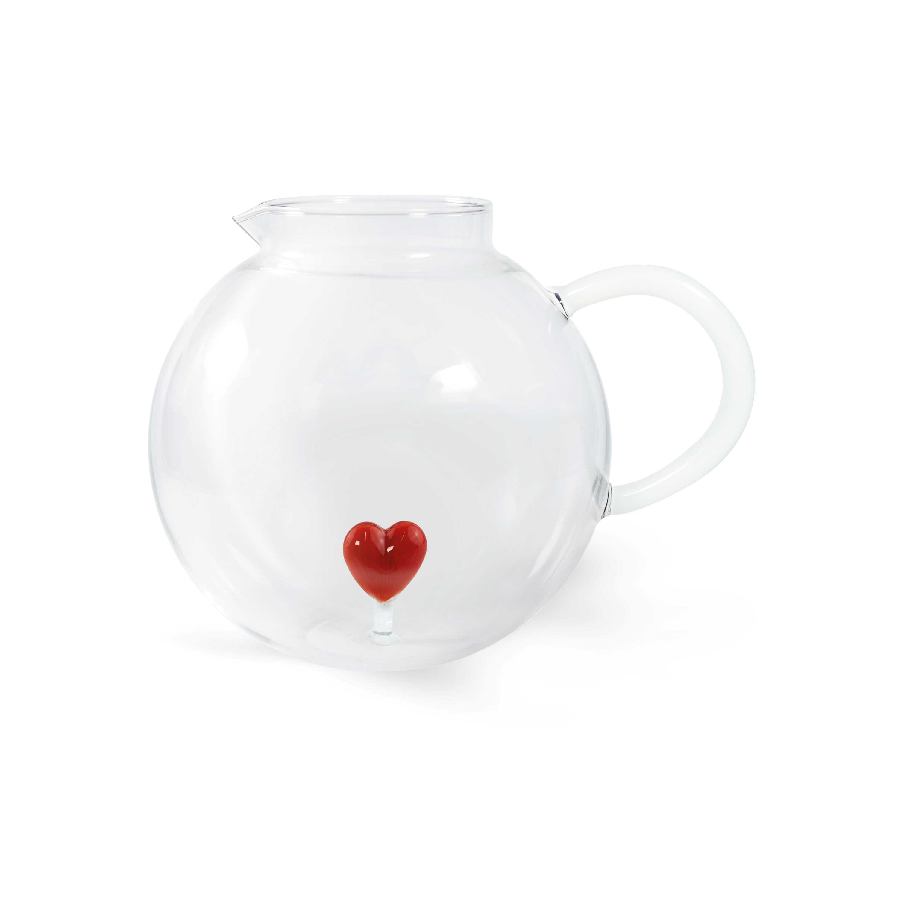 Borosilicate Glass Pitcher Capacity 17 L Red Heart Decoration Gift