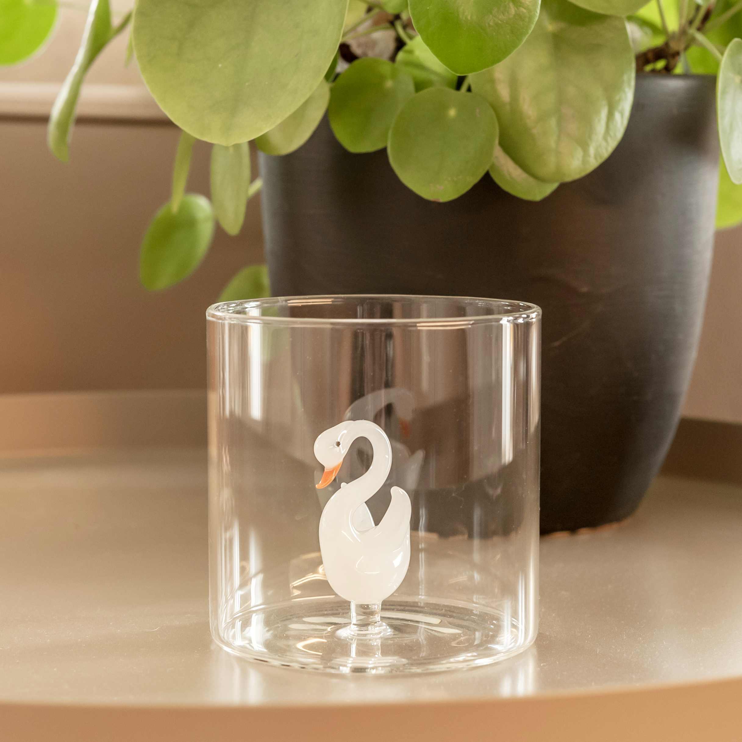 Glass In Borosilicate Glass Capacity 250 Ml Swan Decoration Gift