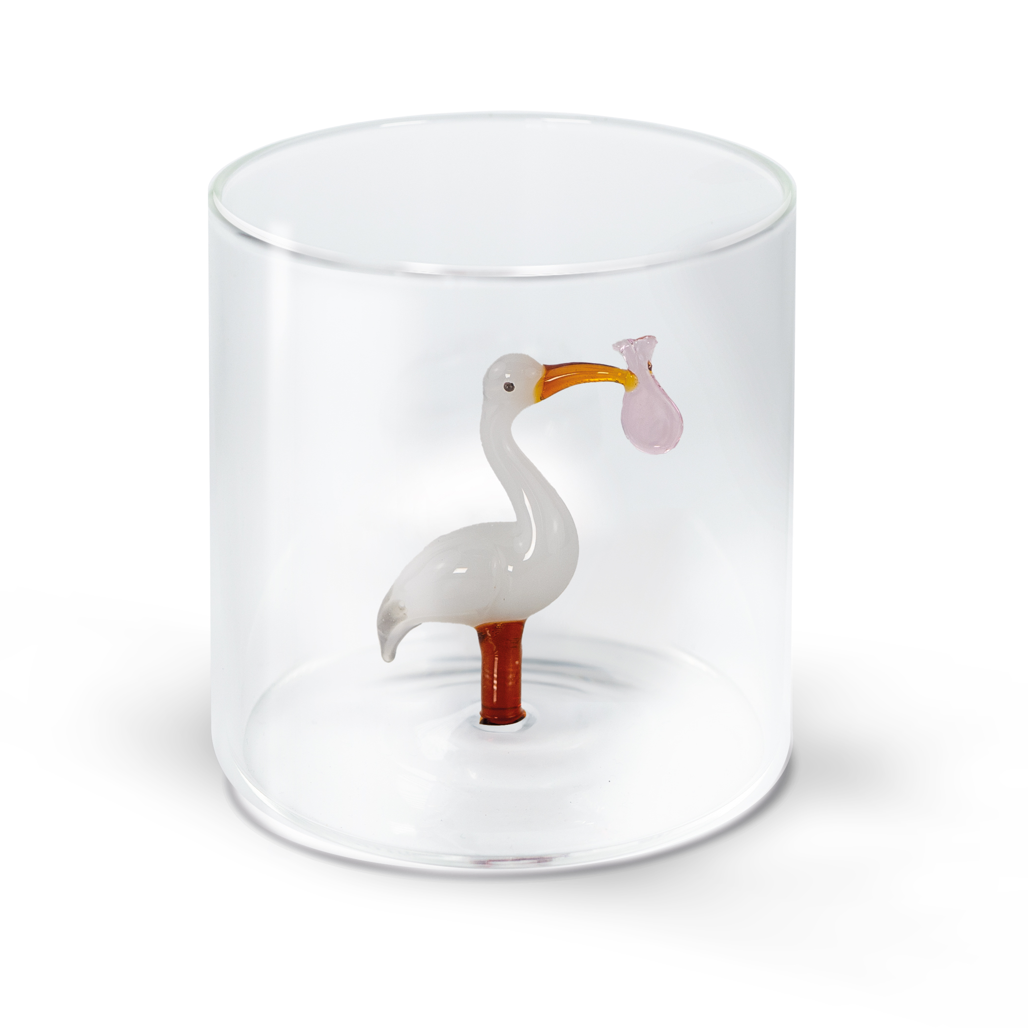 Glass In Borosilicate Glass Capacity 250 Ml Pink Bundle Stork Decoration Gift