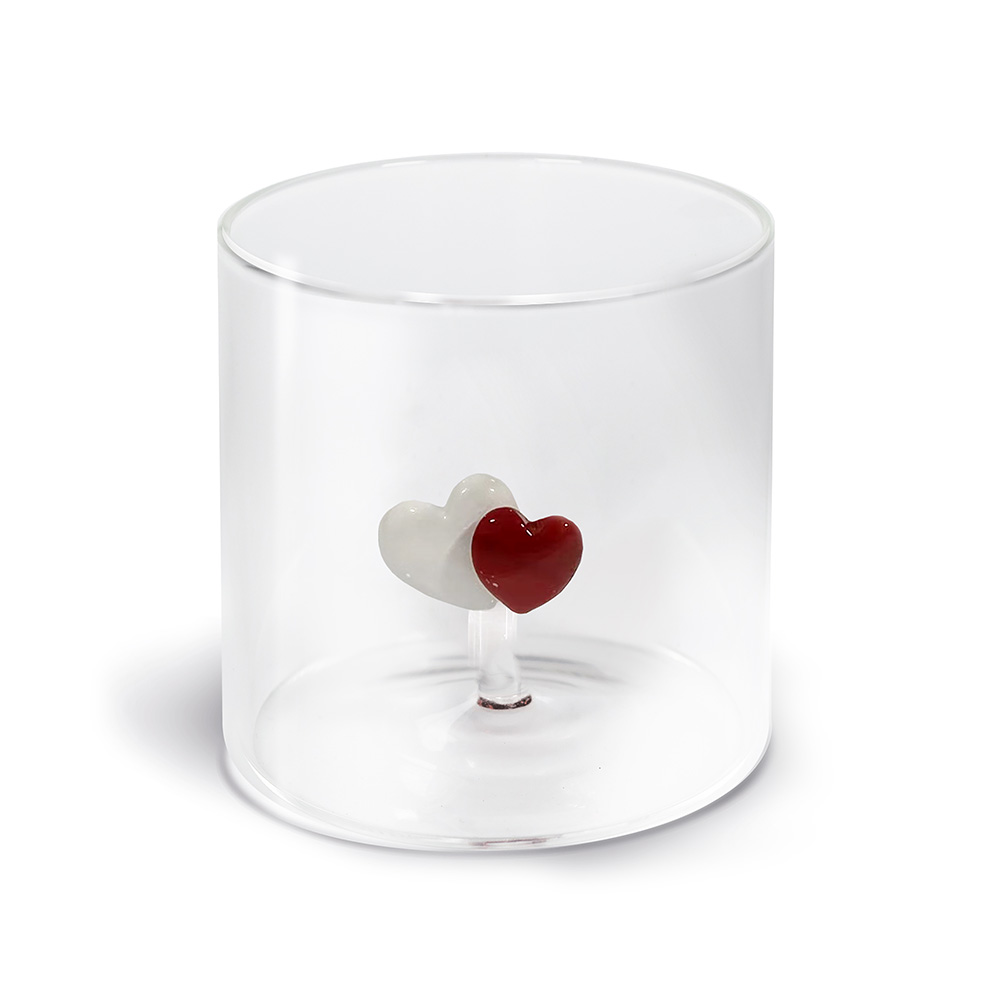 Glass In Borosilicate Glass Capacity 250 Ml Hearts Decoration Gift