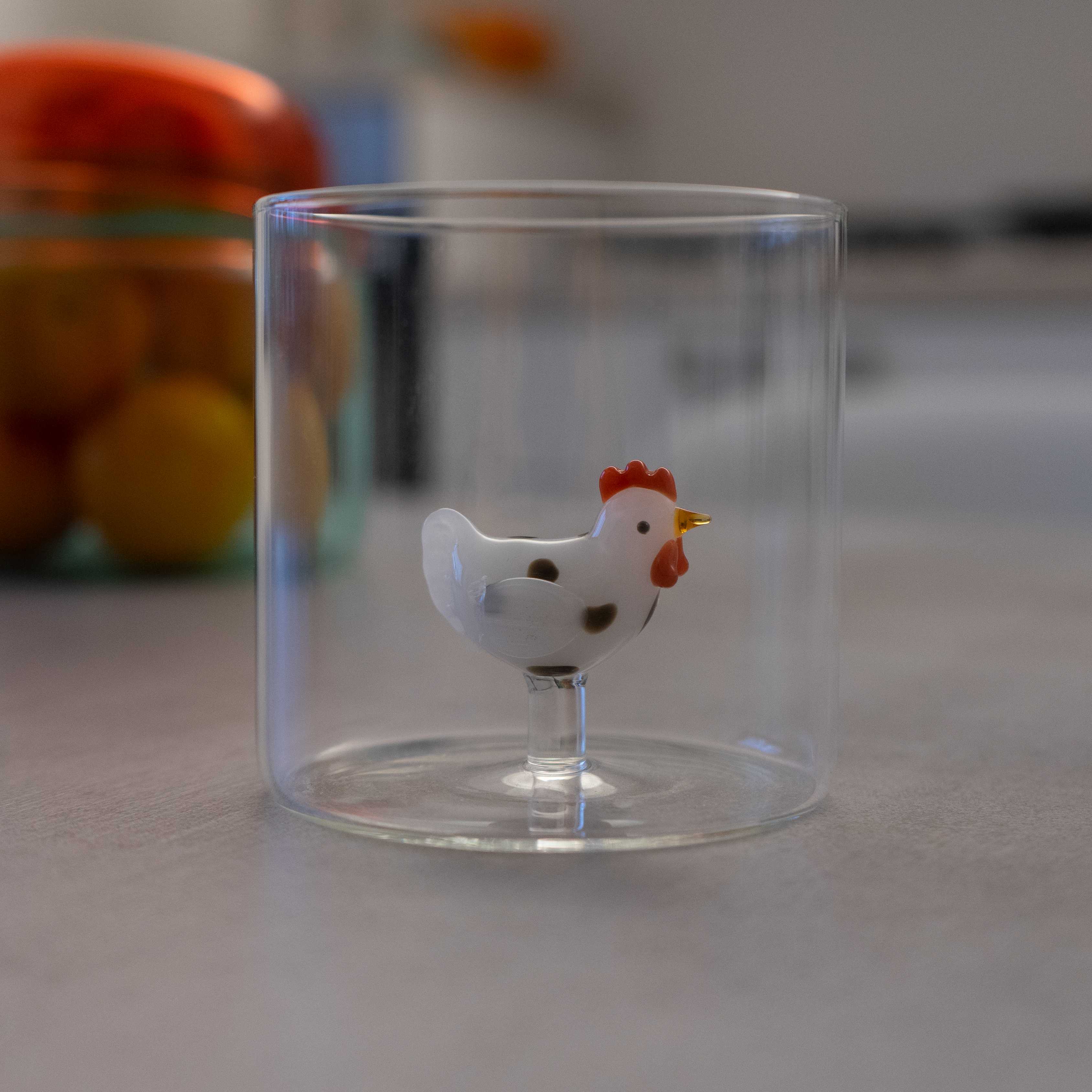 Glass In Borosilicate Glass Capacity 250 Ml White Hen Decorations Gift
