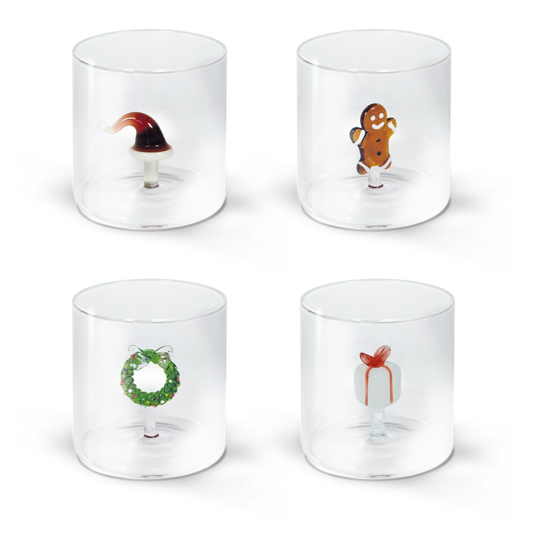 Glass In Borosilicate Glass Capacity 250 Ml Mixed Christmas Decorations Gift