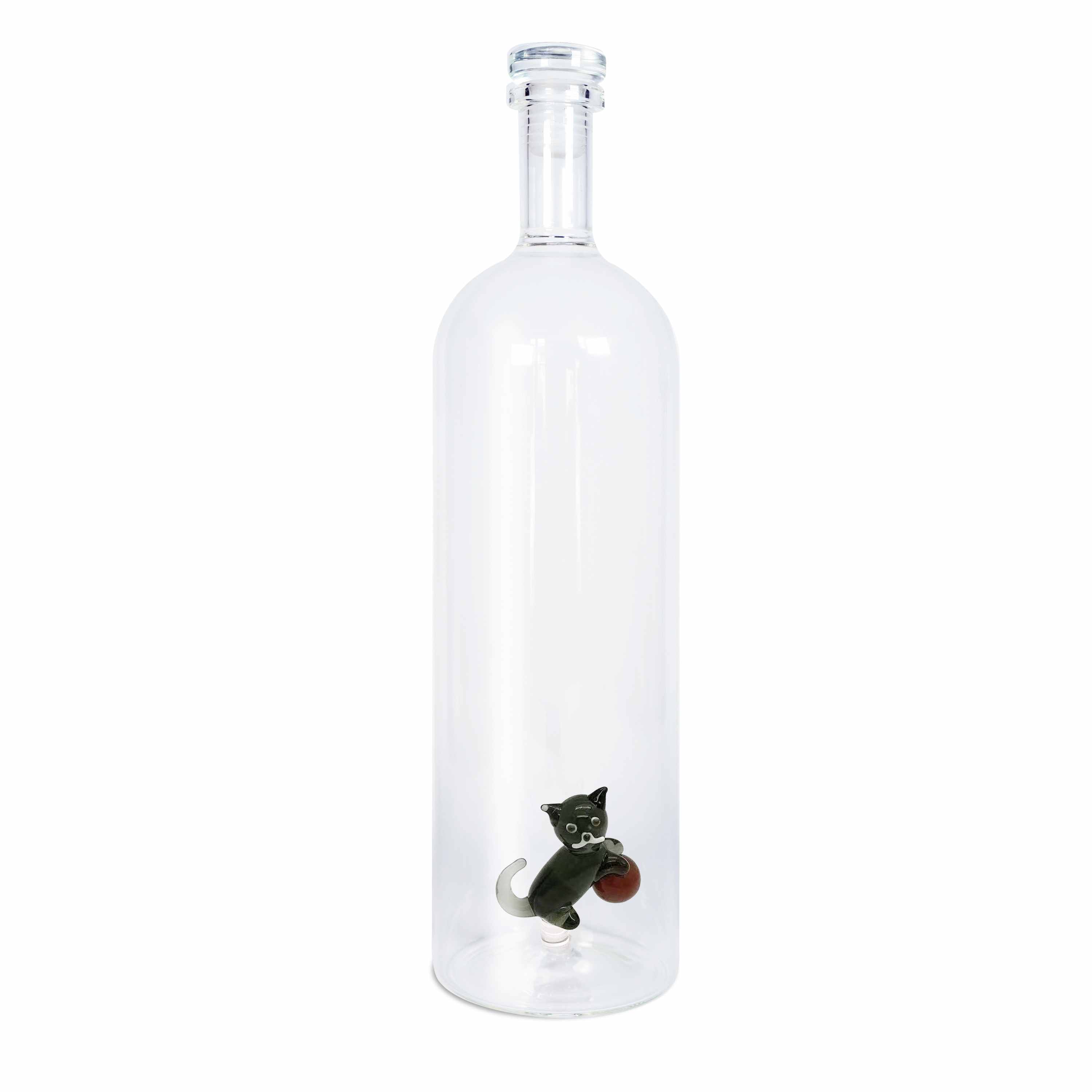 Borosilicate Glass Bottle With Cap Capacity 12 L Decor Cat Gift