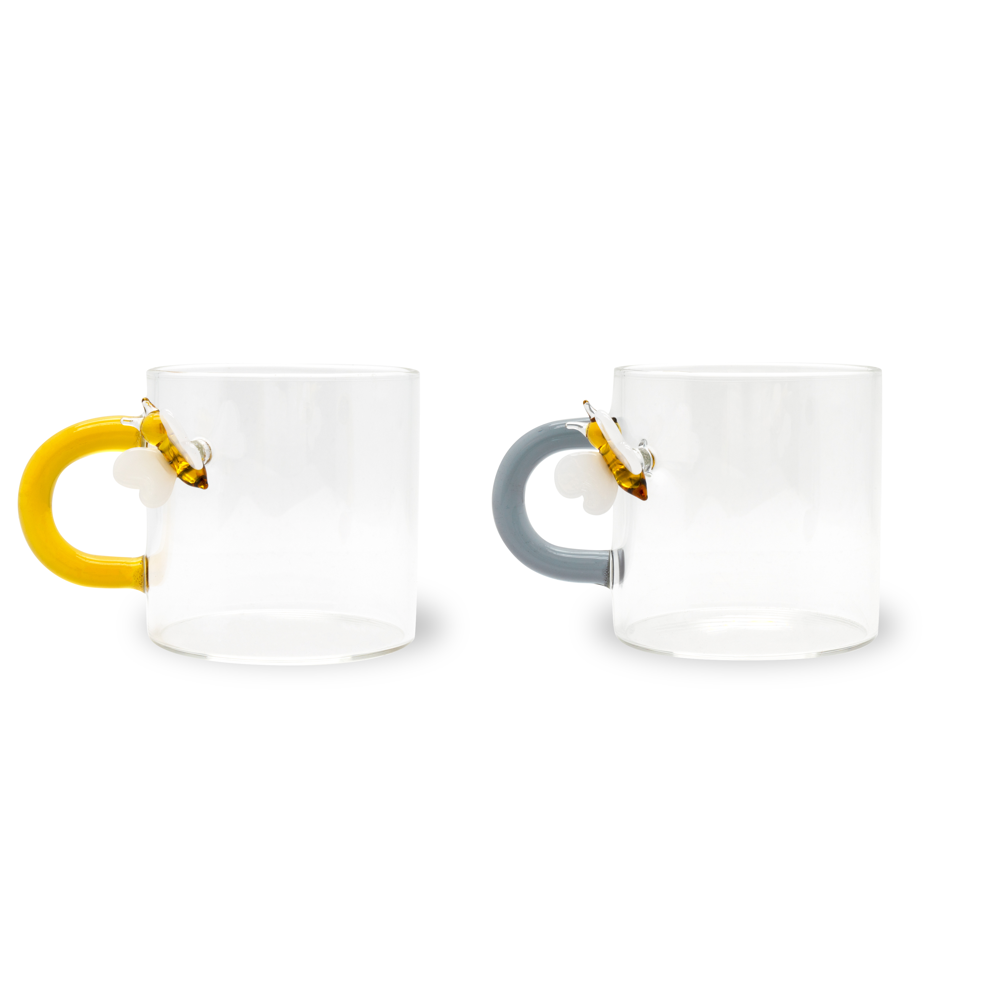Set Of 2 Coffee Cups In Borosilicate Glass Bee Decoration Gift