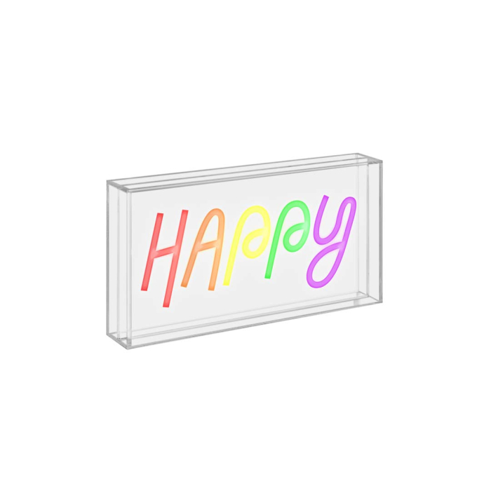 Neon Sign With Plexiglass Frame 23 X 13 Cm Happy Decoration Gift