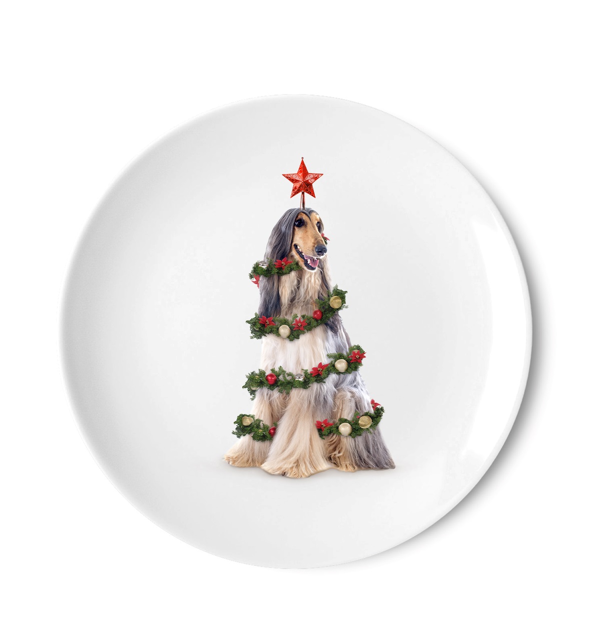 Panettone Plate 305 Cm Xmas Greyhound Decoration Gift