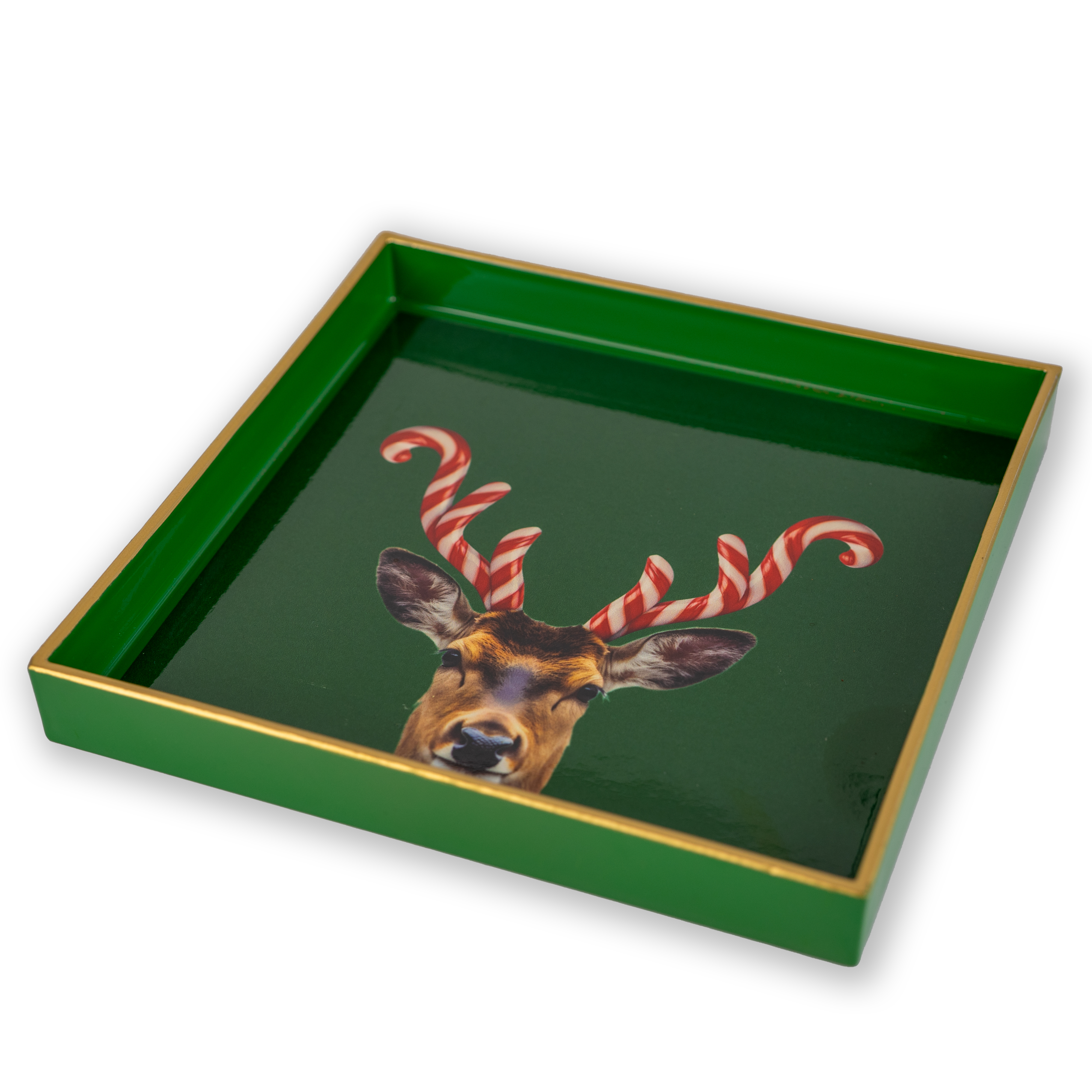 Square Pocket Emptier Tray 20 X 20 Cm Candycane Horn Decoration Gift