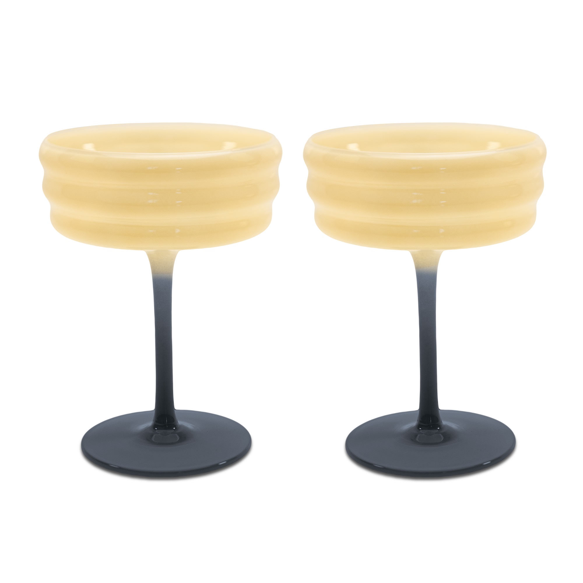 Set Of 2 Glass Champagne Glasses Capacity 280 Ml Color White And Blue Gift