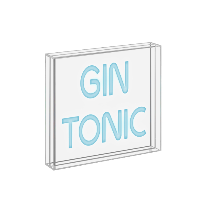 Neon Sign With Plexiglass Frame 18 X 18 Cm Decoration Gin Tonic Gift