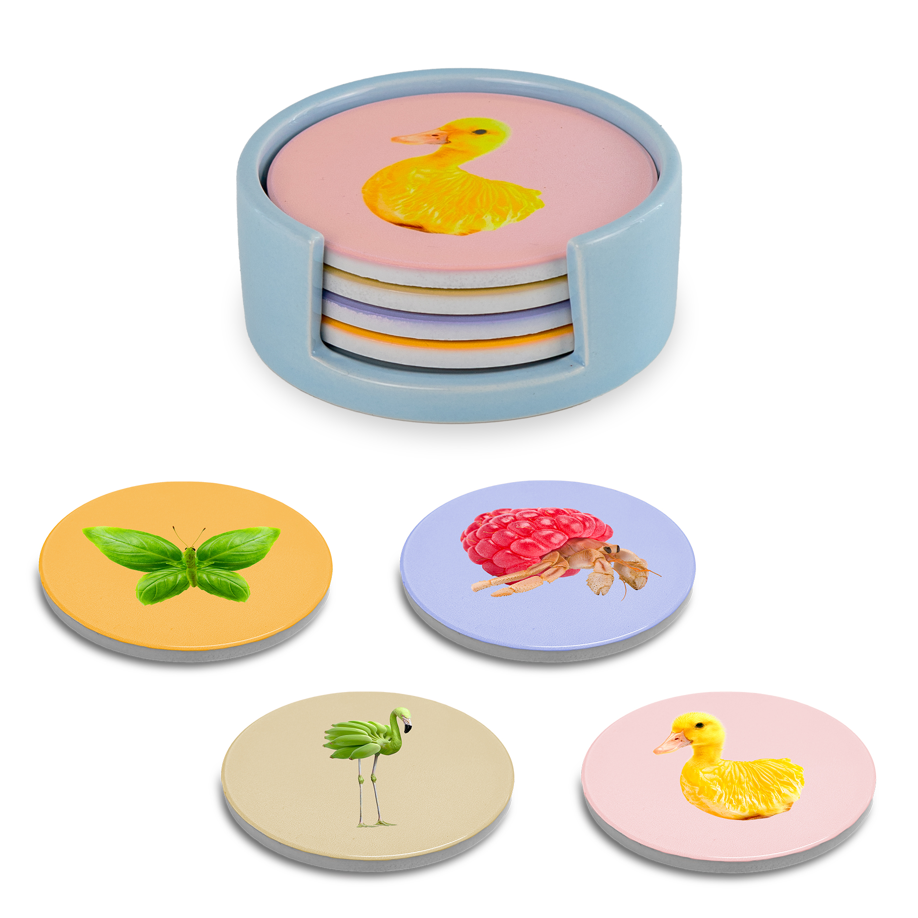 Set Of 4 Coasters With Mixed Decorations Gift