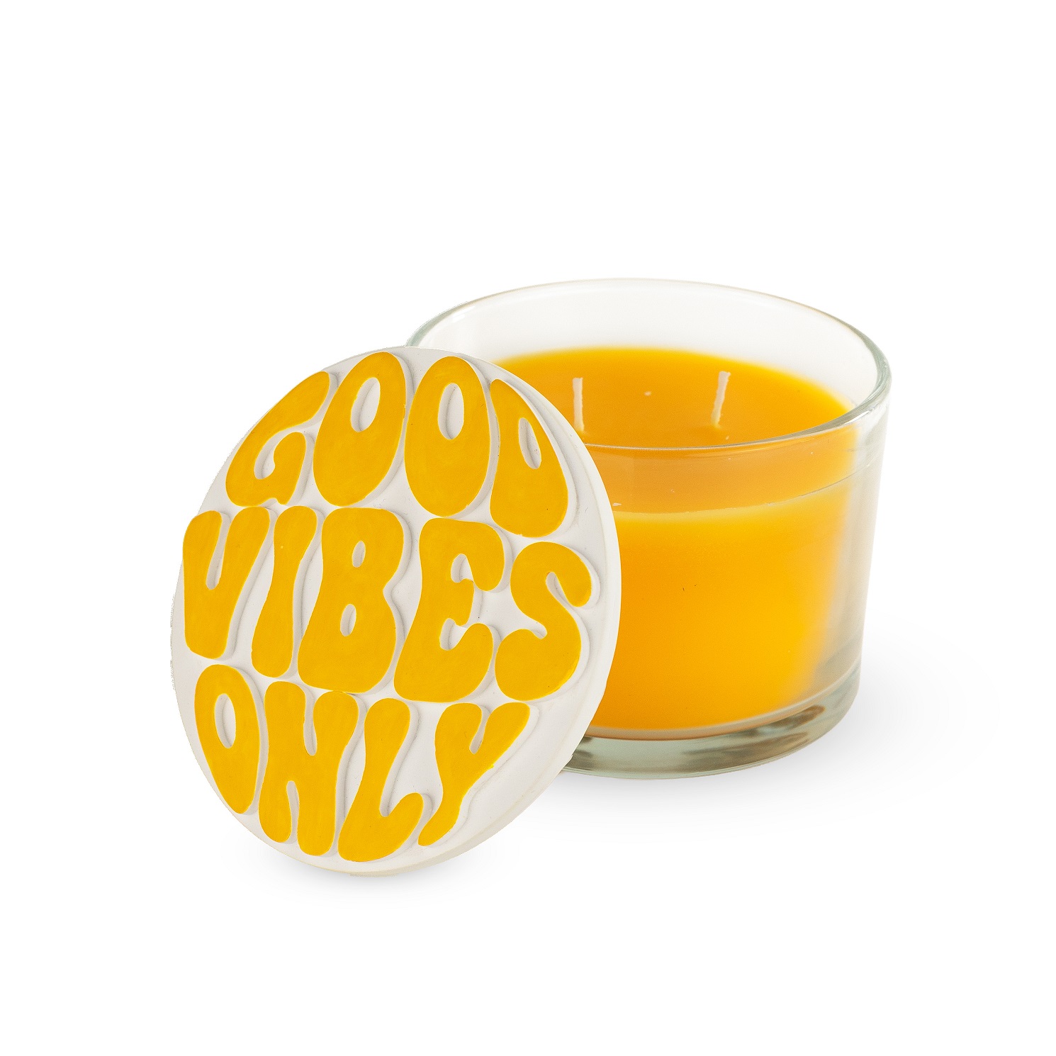 Scented Candle With Plaster Lid Good Vibes Only Decor Gift