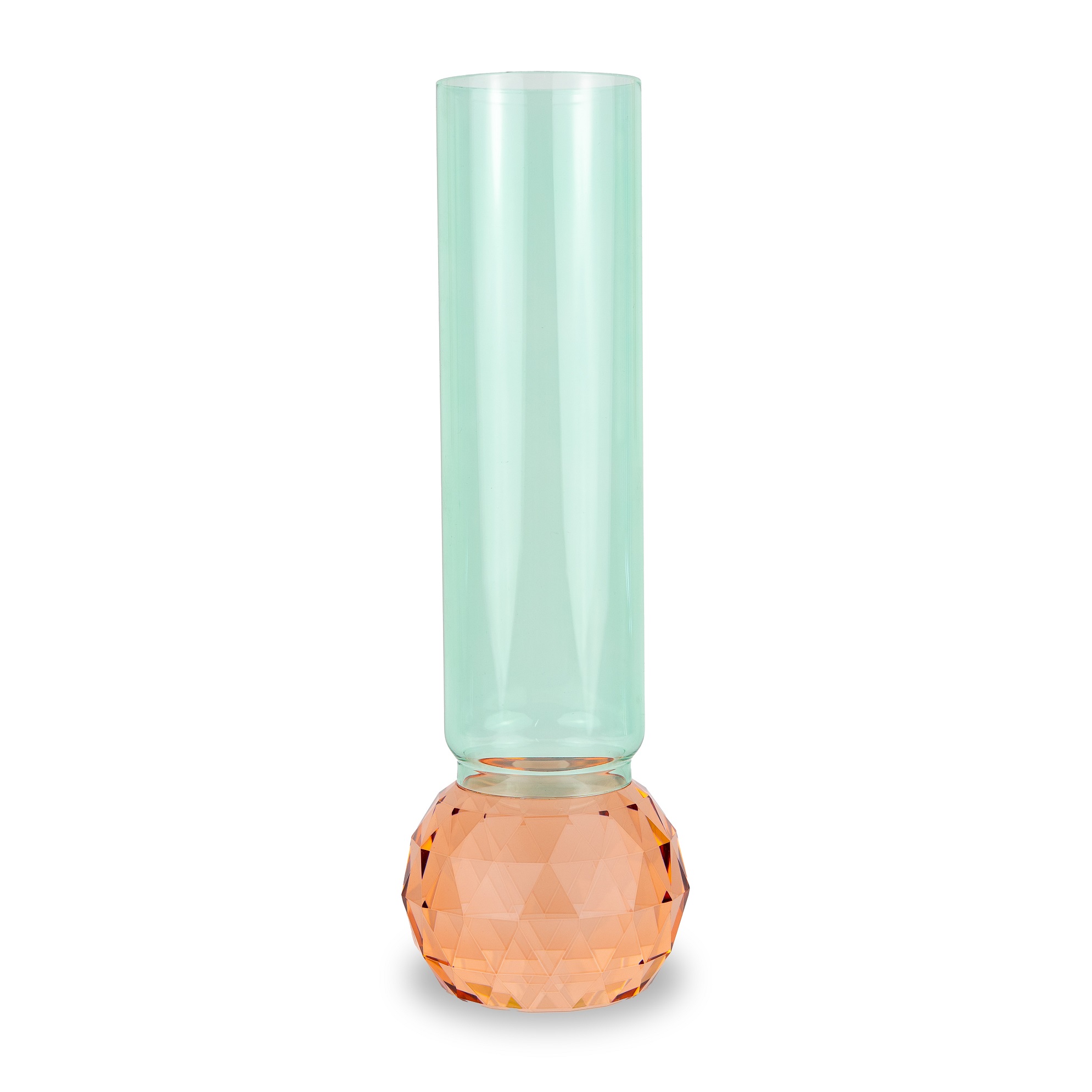 Glass Vase With Diamond-effect Base Color: Peach And Light Blue Gift