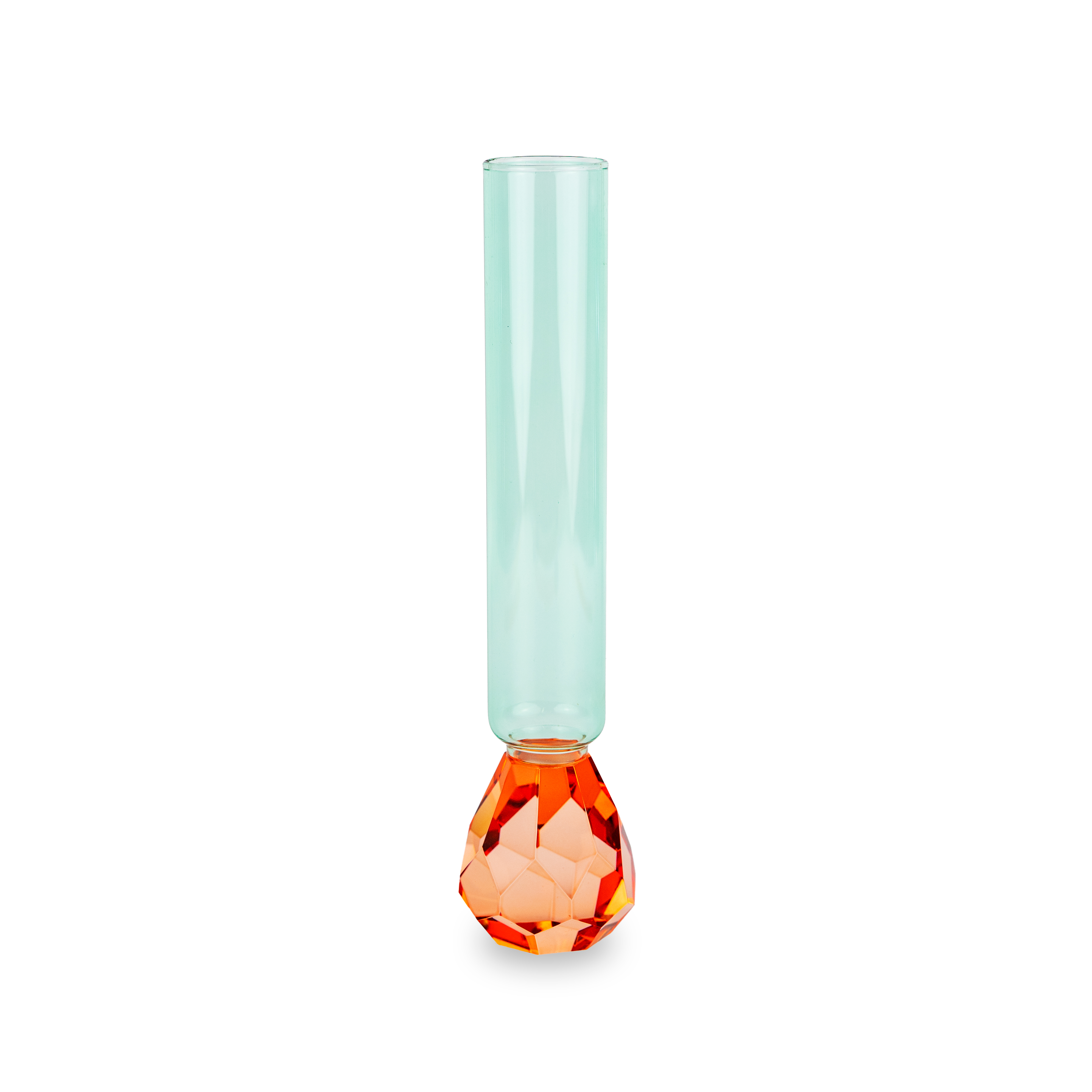 Glass Vase With Diamond-effect Base Color: Peach And Light Blue Gift