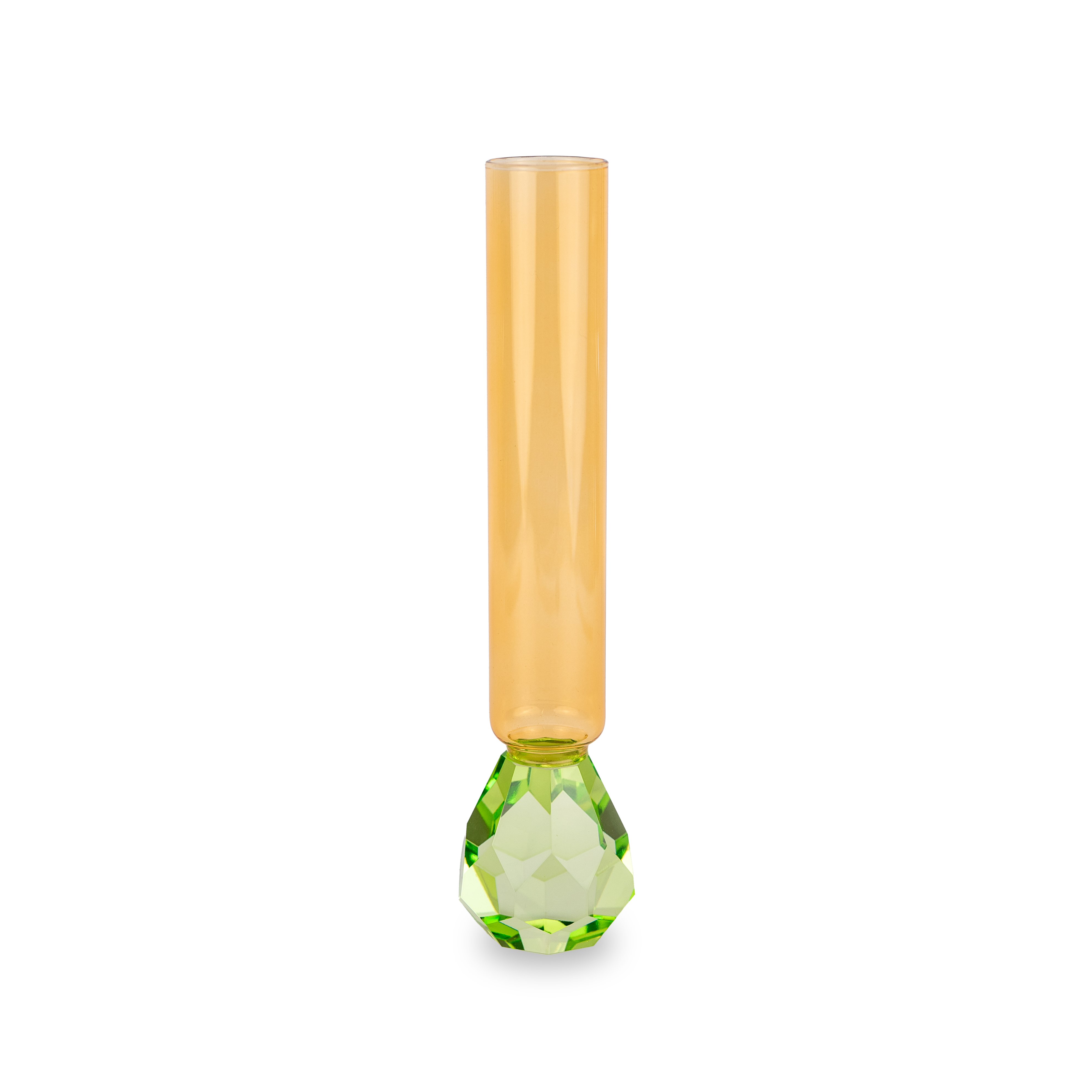 Glass Vase With Diamond-effect Base Color: Green And Orange Gift