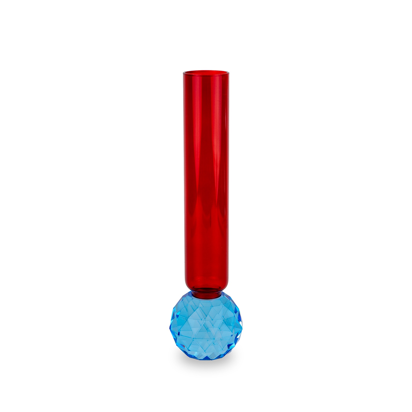 Glass Vase With Diamond-effect Base Color: Light Blue And Red Gift