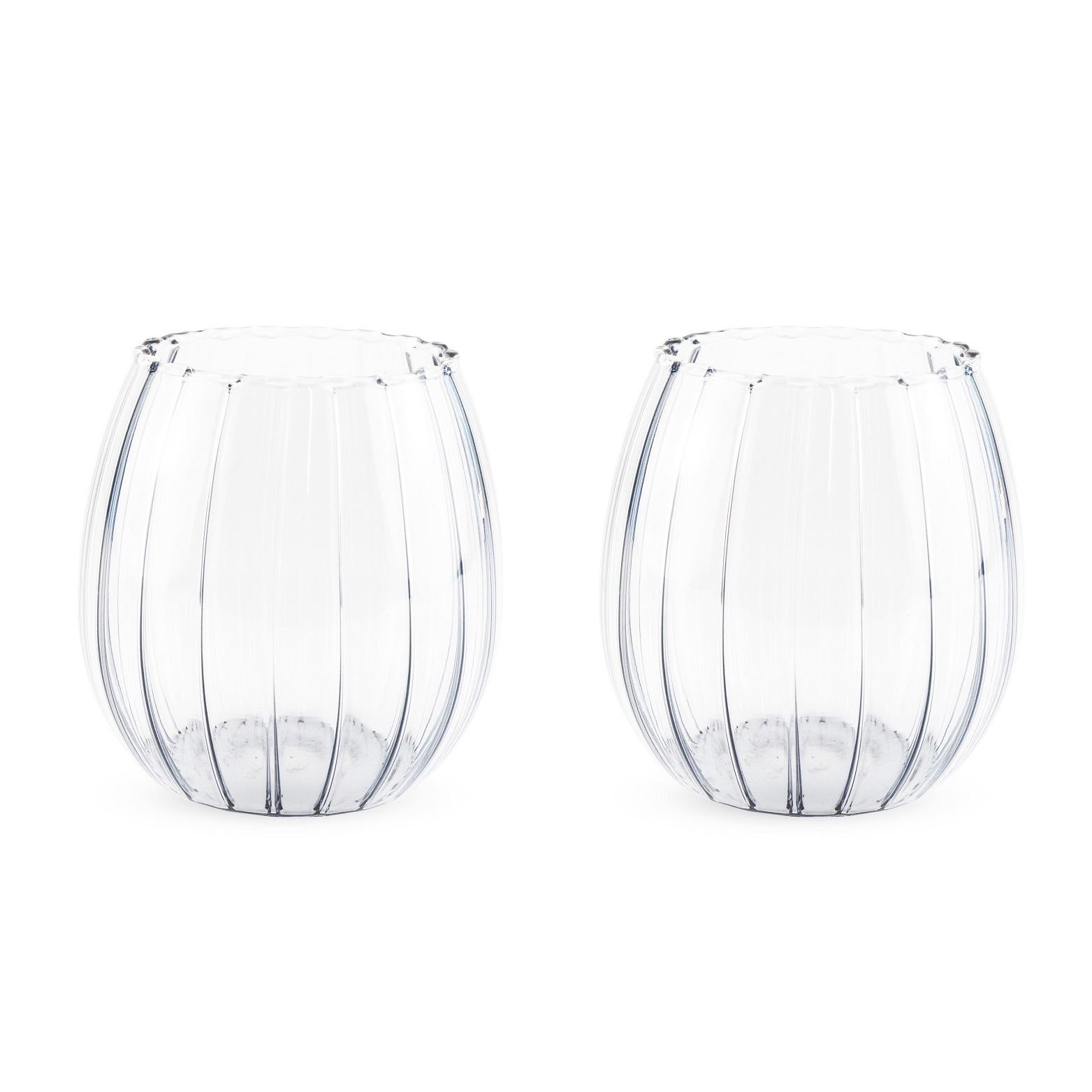 Set Of 2 350 Ml Glasses Pleated Effect Color: Transparent Gift