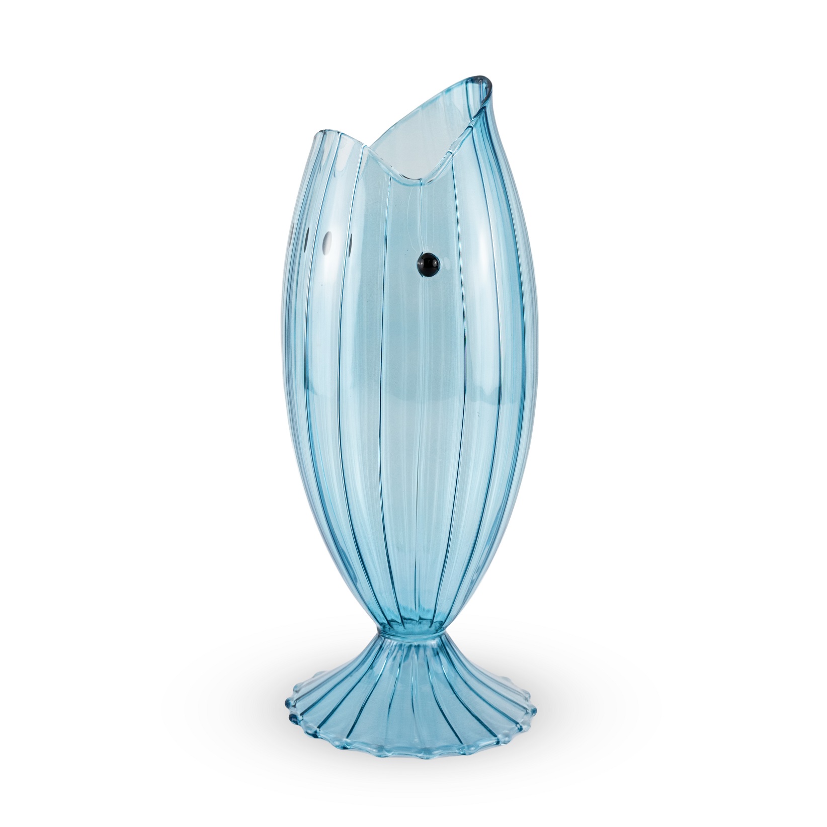 Fish-shaped Glass Carafe, 12l Pleated Effect Color: Light Blue Gift