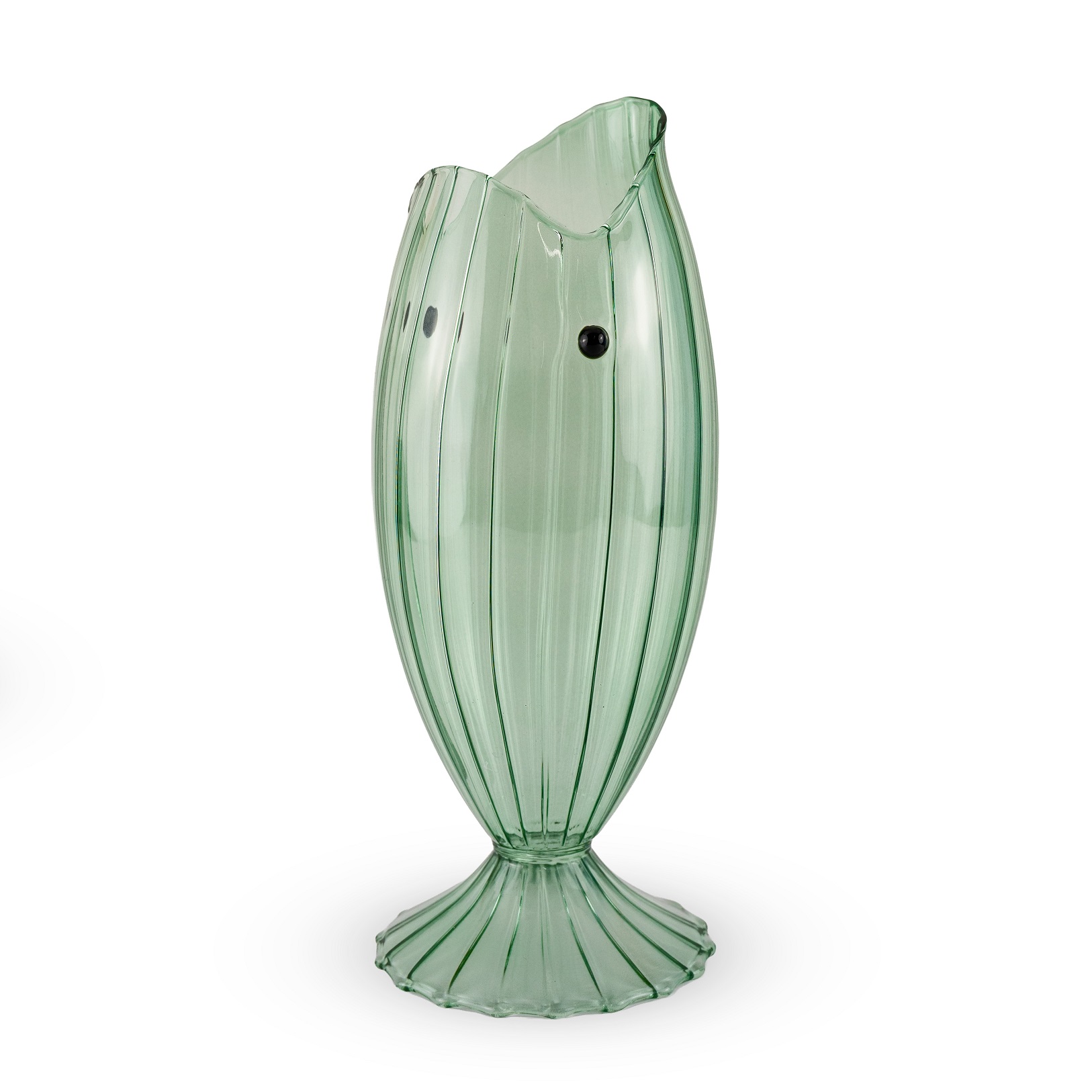 Fish-shaped Glass Carafe, 12l Pleated Effect Color: Green Gift