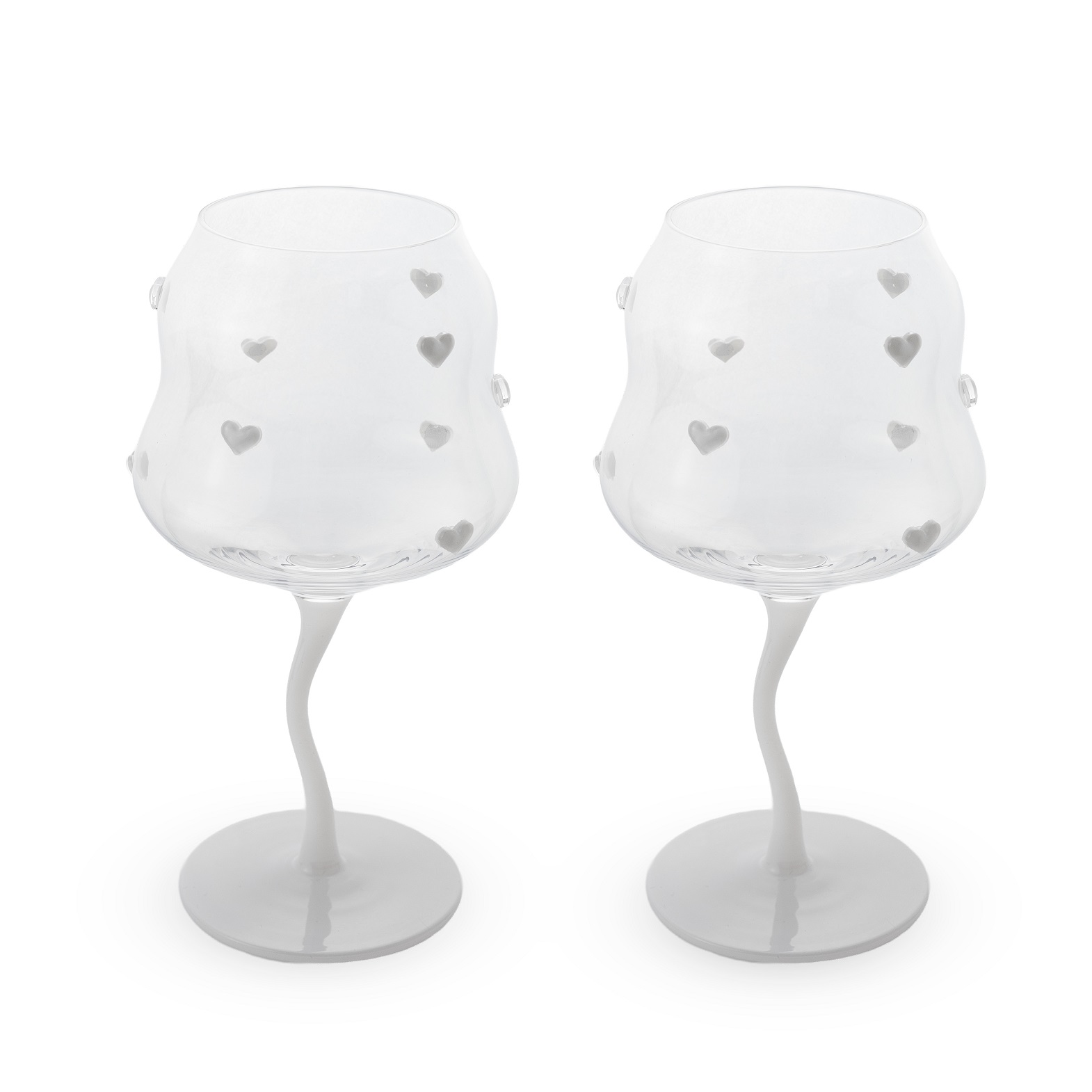Set Of 2 Cocktail Glasses Capacity 450 Ml White Heart Decoration Gift