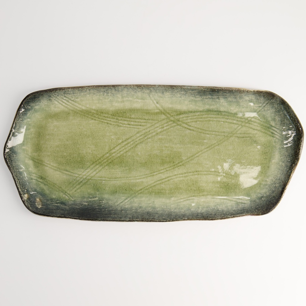 Yamasaku Organic Glassy Green Plate 36x16.7x2.1cm Yw-5544 3/24 Gift