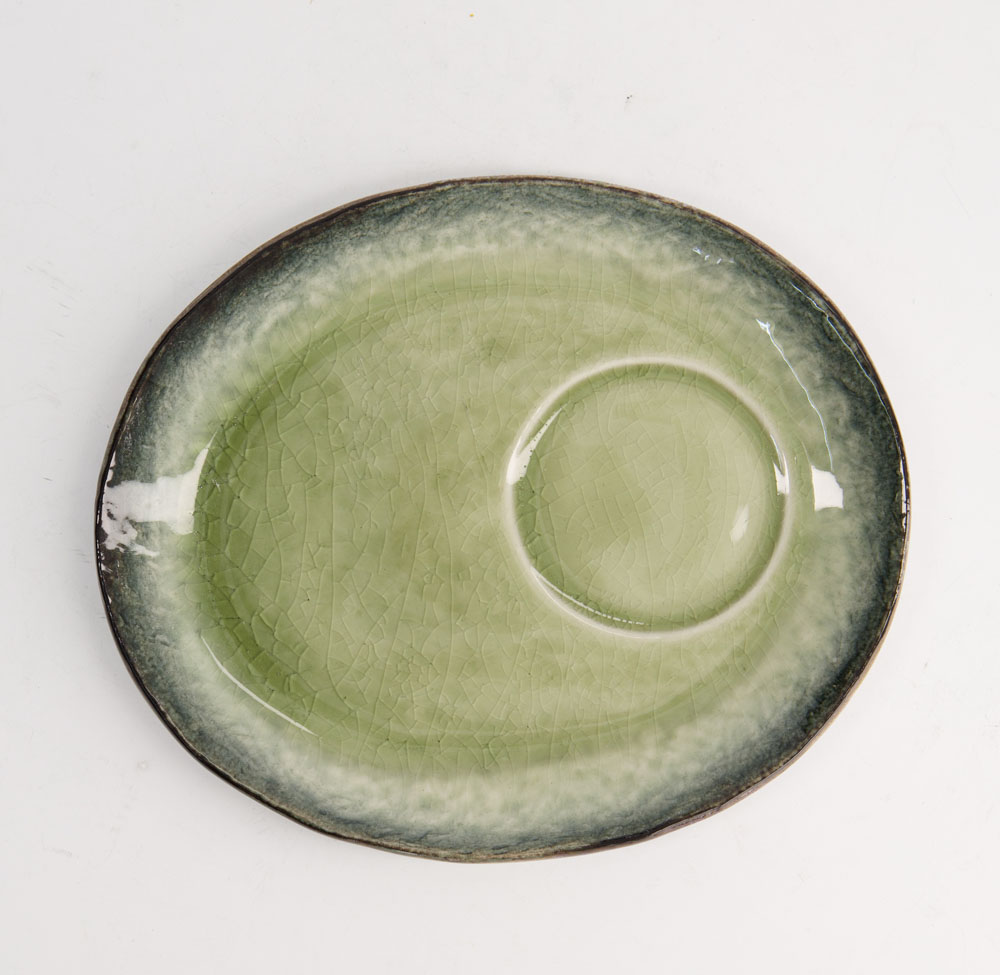 Yamasaku Saucer For Cup Green 18x14x2cm 21319 6/72 Gift