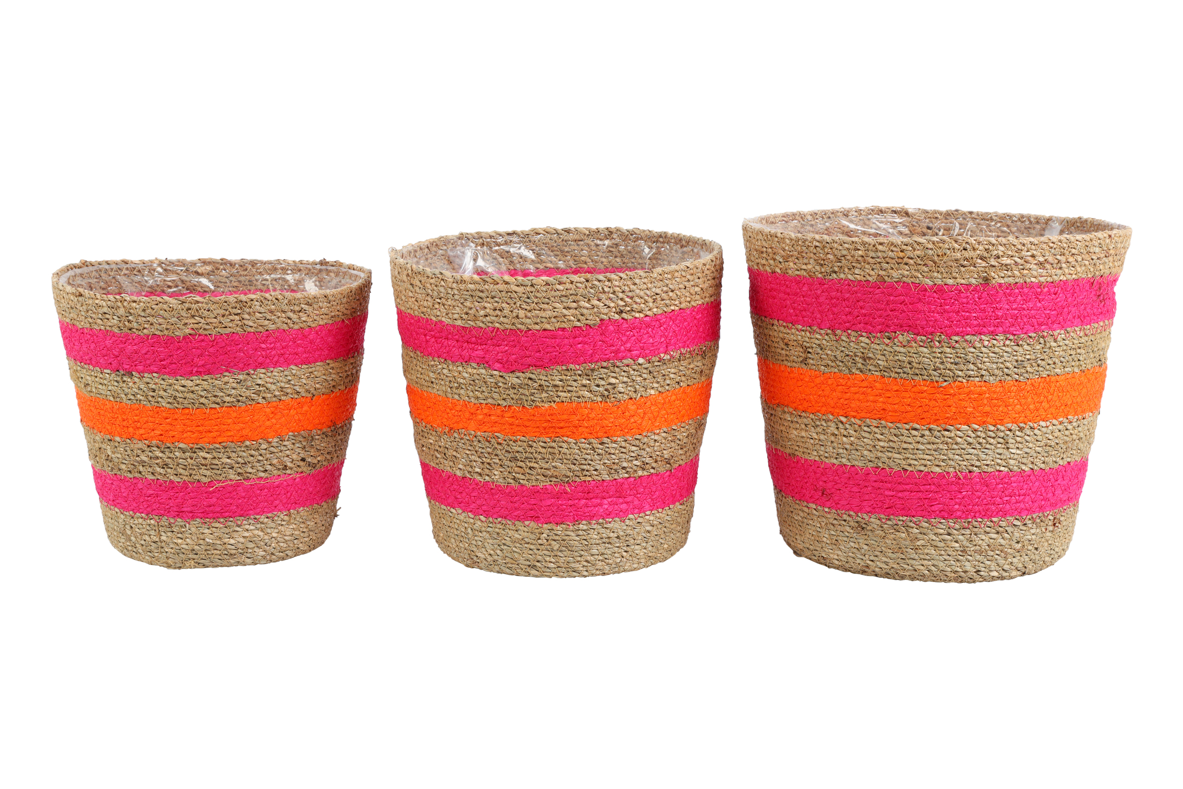 Basket Rd Mats Set Of 3 Natural Red Orange Gift