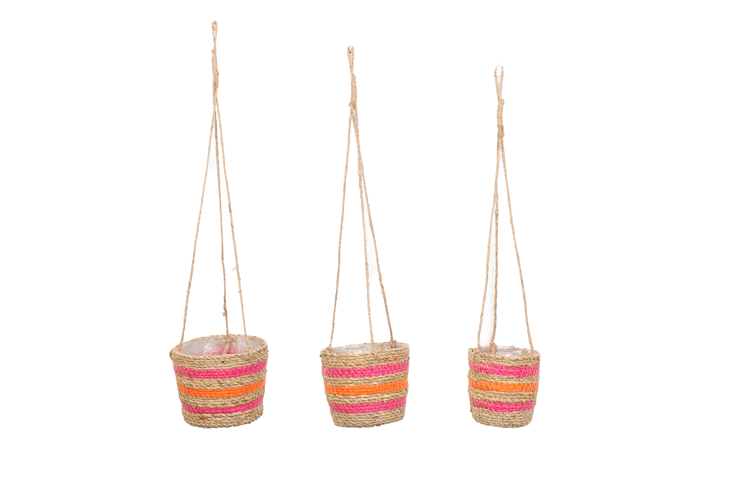 Hanging Basket Rd Mats Set Of 3 Natural Red Orange Gift