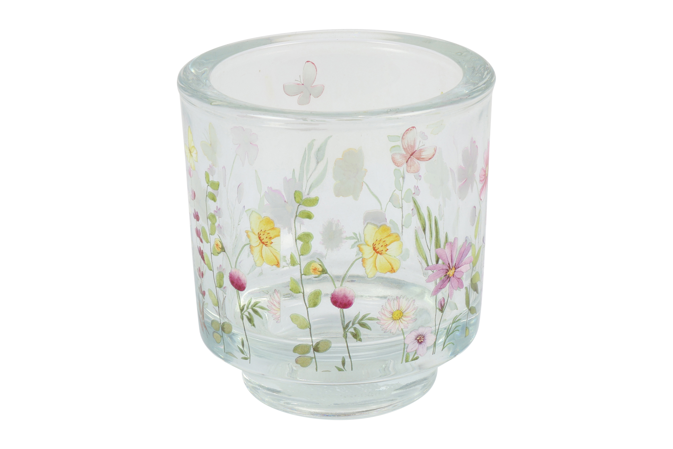 Tealight W/flowers Rd Venna S Clear Gift