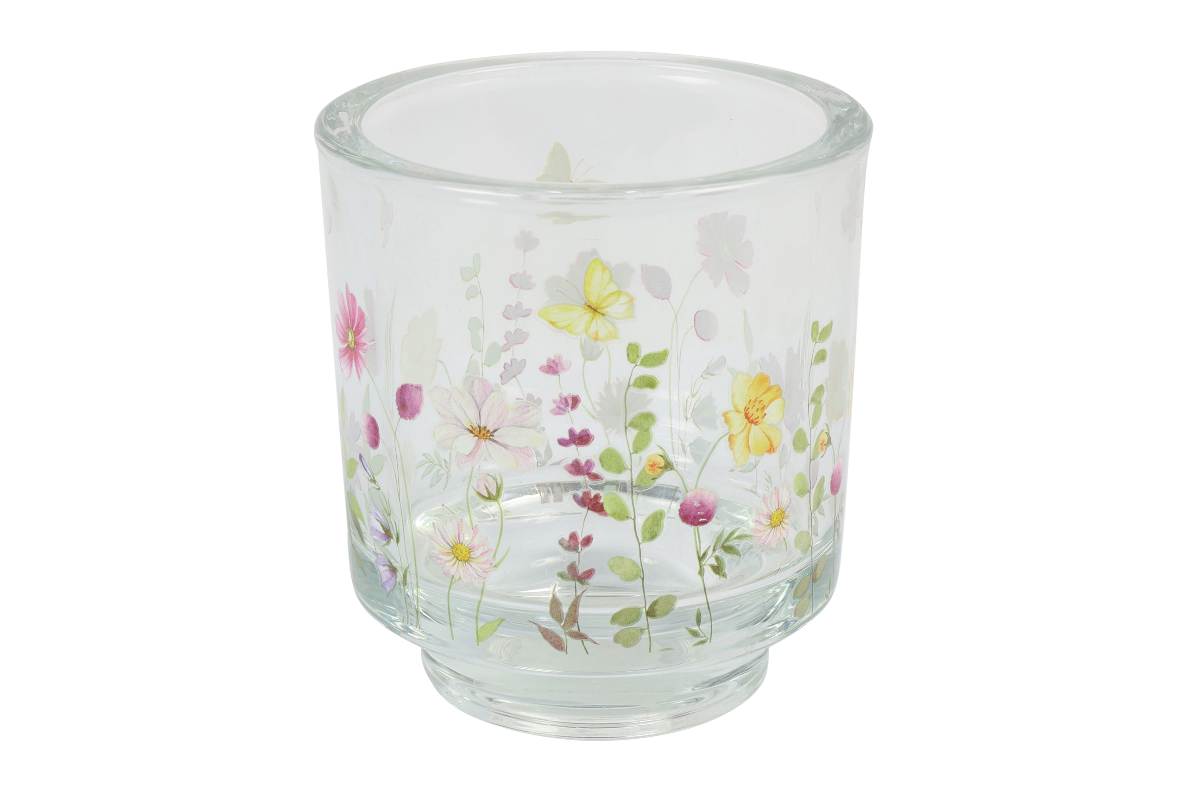 Tealight W/flowers Rd Venna L Clear Gift