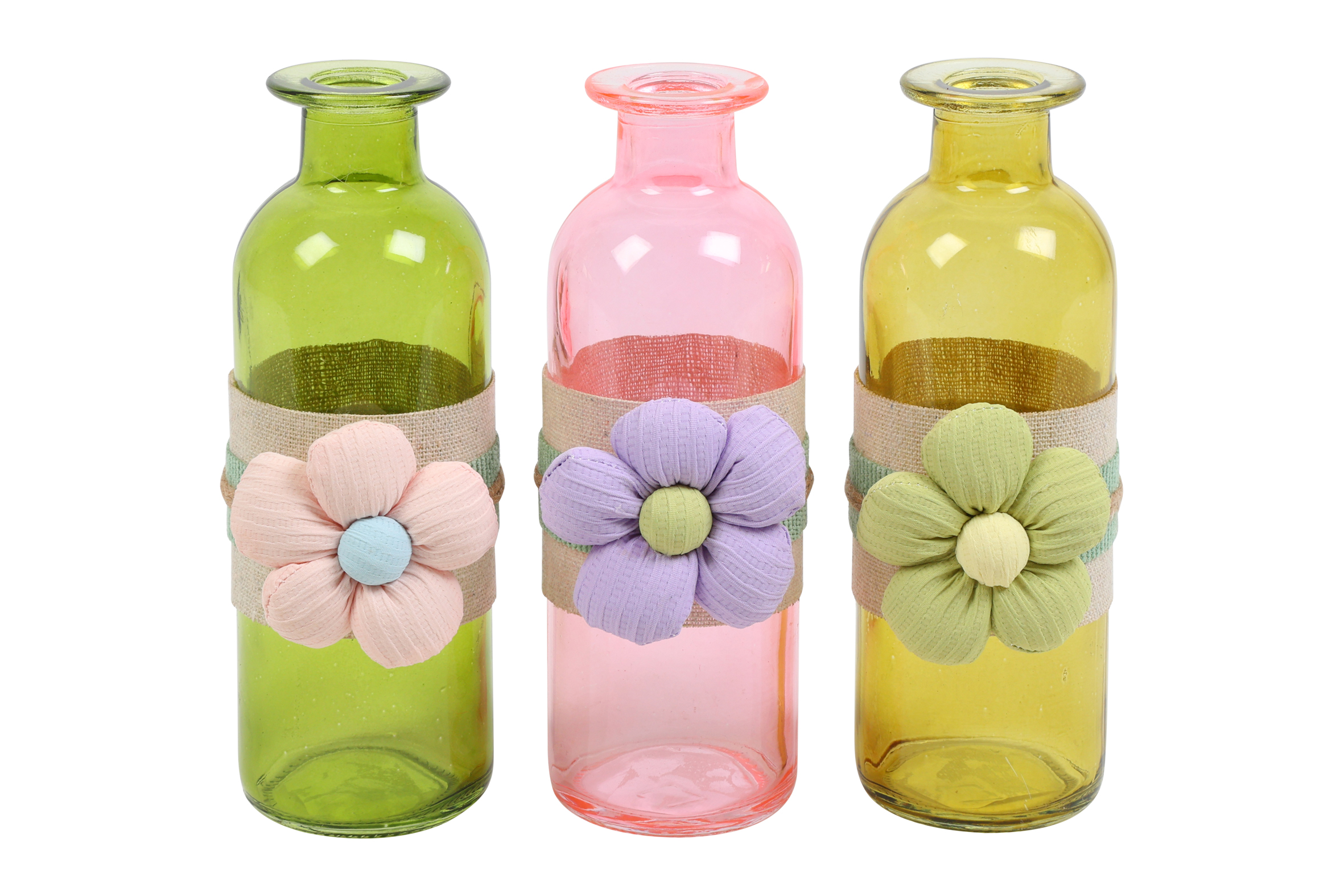 Bottle Rd Flo S 3 Assorted Green Pink Yellow Gift