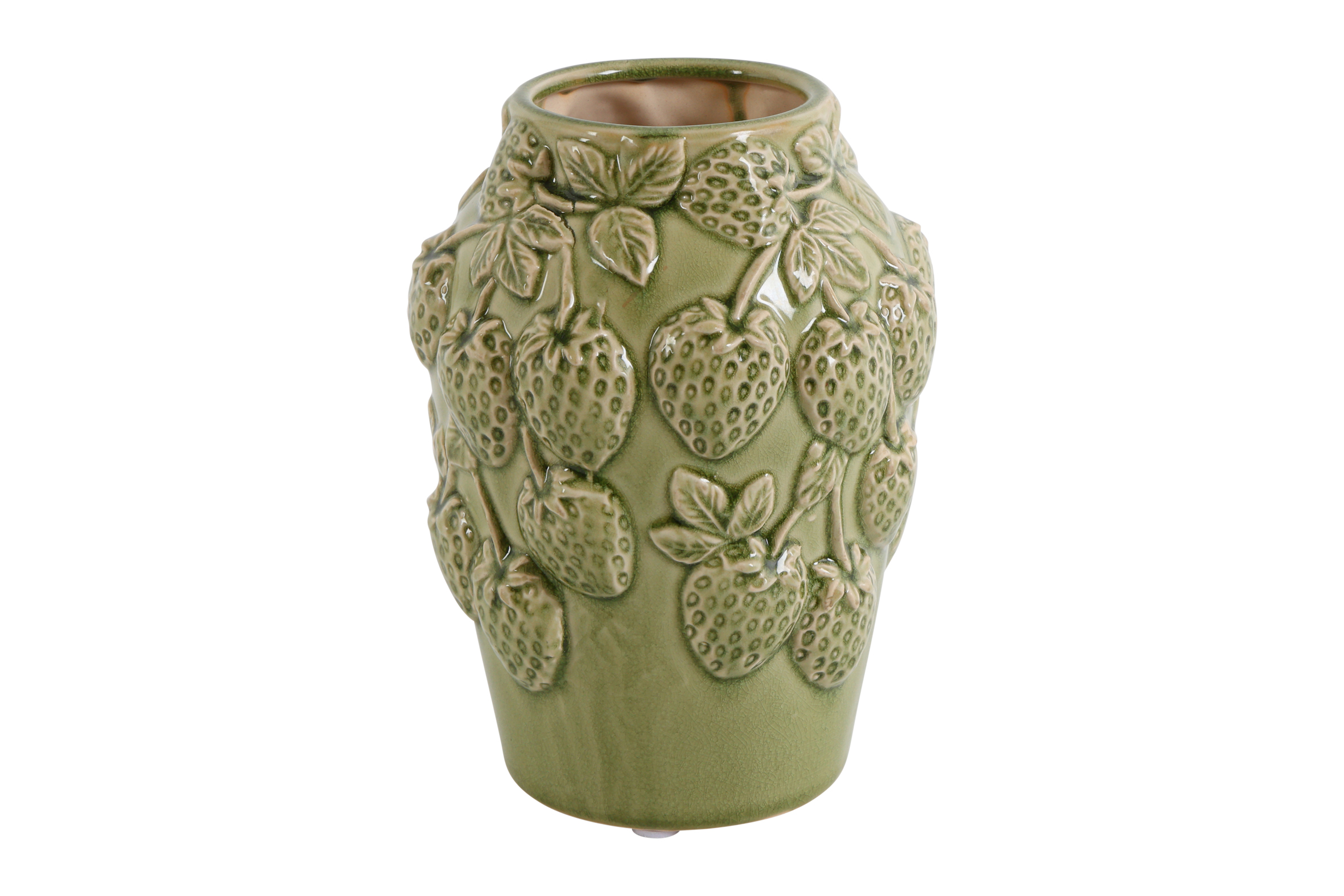 Vase W/strawberry Rd Fabio S D.green Gift