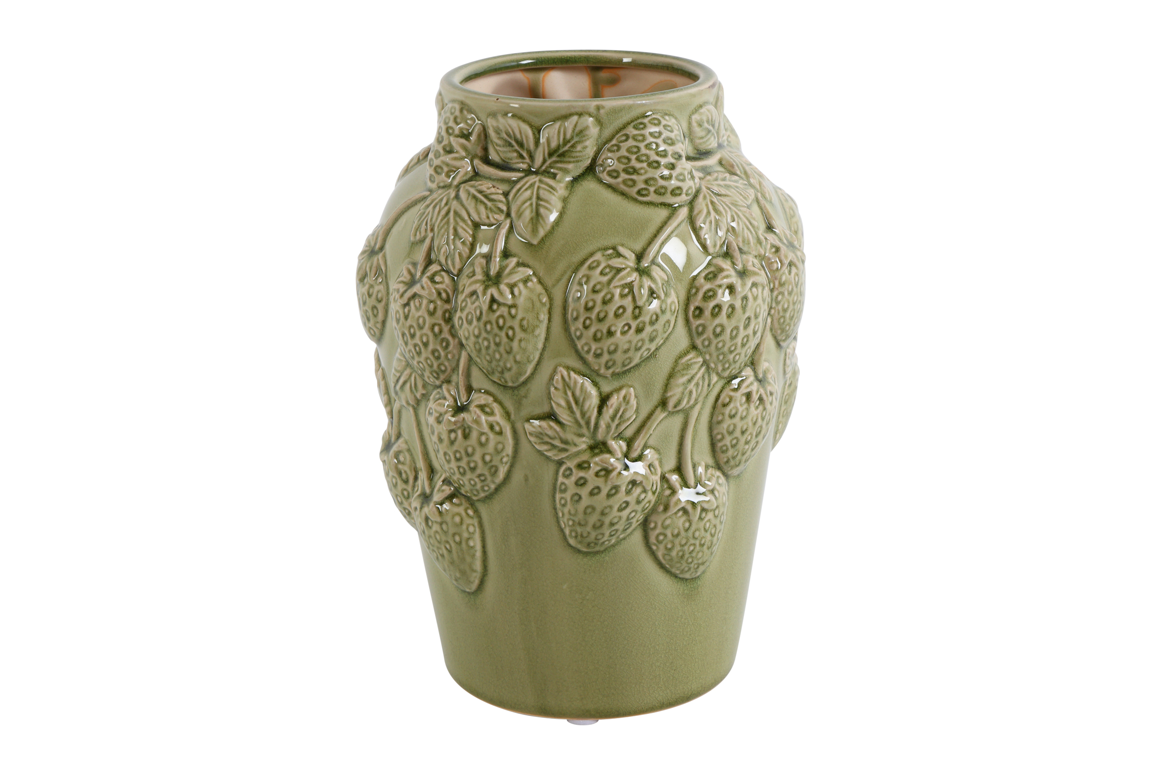 Vase W/strawberry Rd Fabio M D.green Gift