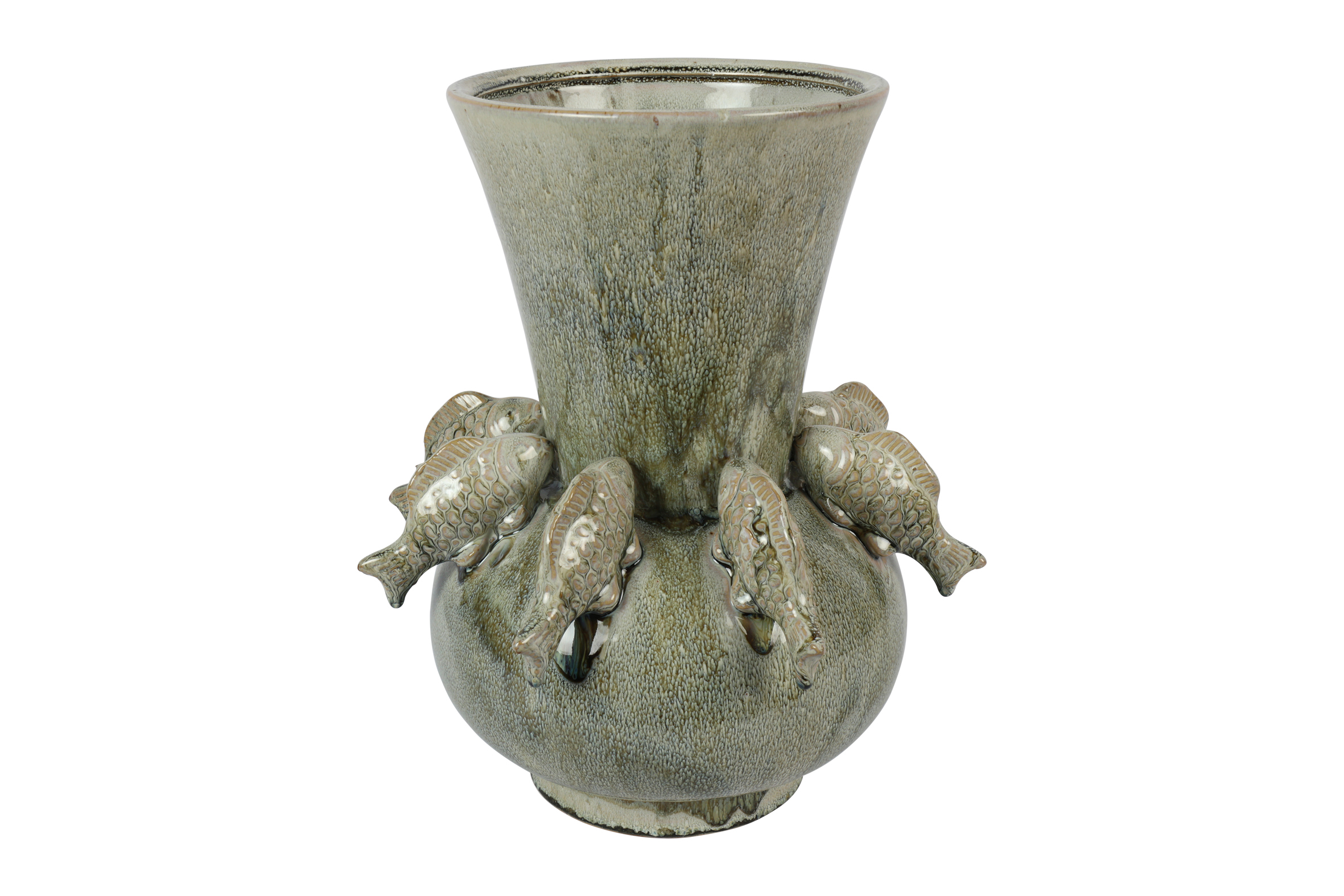 Vase Fish Splash Hi L Green Gift