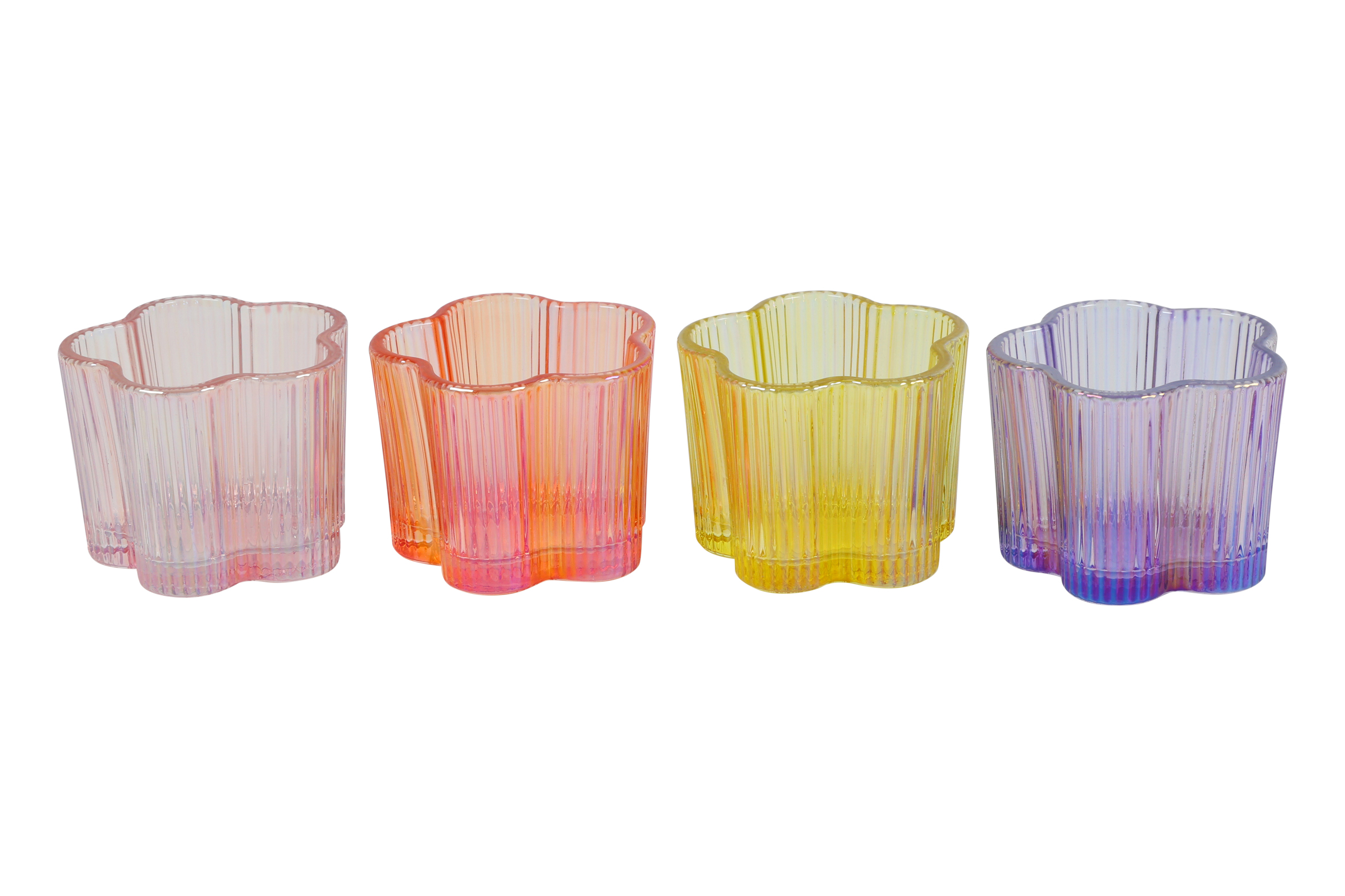 Candle Holder Flower Flower S 4 Assorted Multicolor Gift