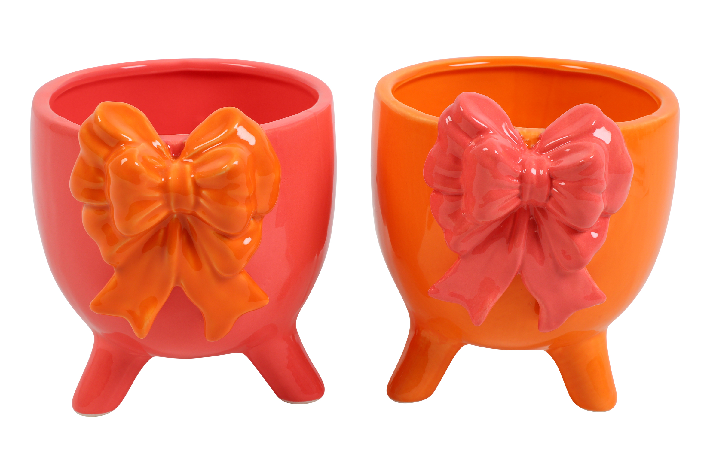 Flowerpot Bow Arianne L 2 Assorted Salmon/yellow Gift