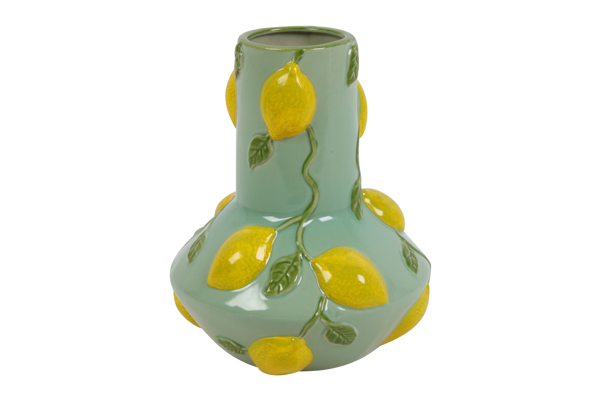 Vase W/lemon Long Neck Sisi Green Gift