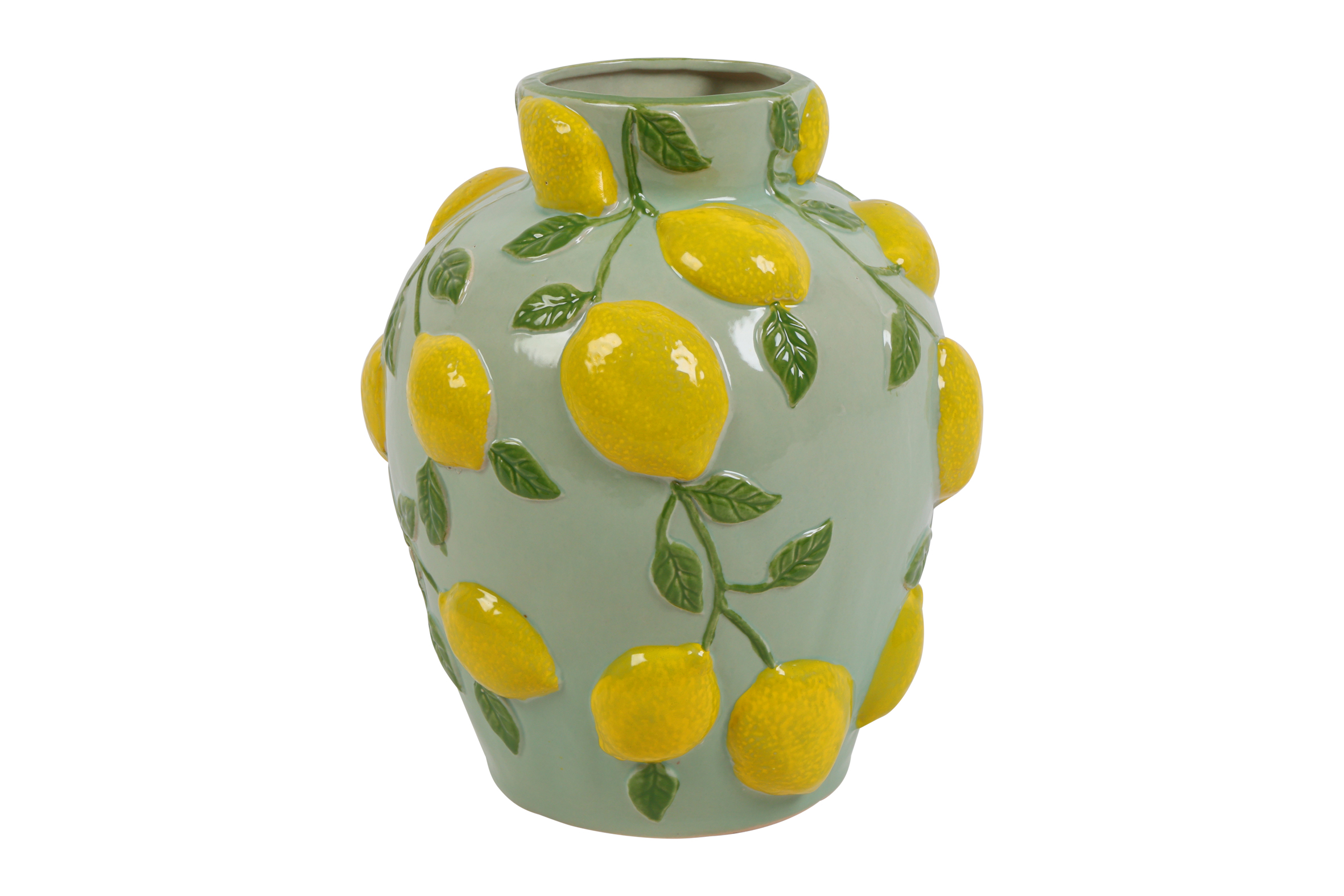 Vase W/lemon Con Sisi L Green Gift
