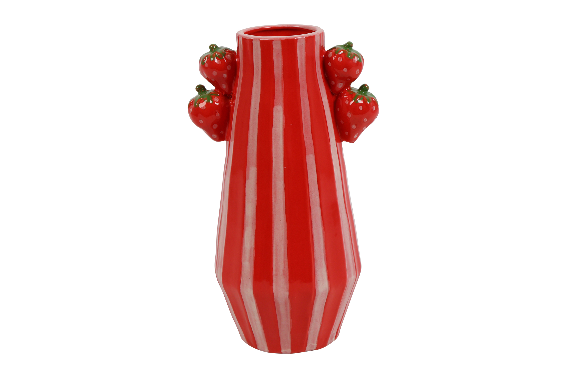 Vase W/strawberry Long Sisi Stripes S Red/pink Gift