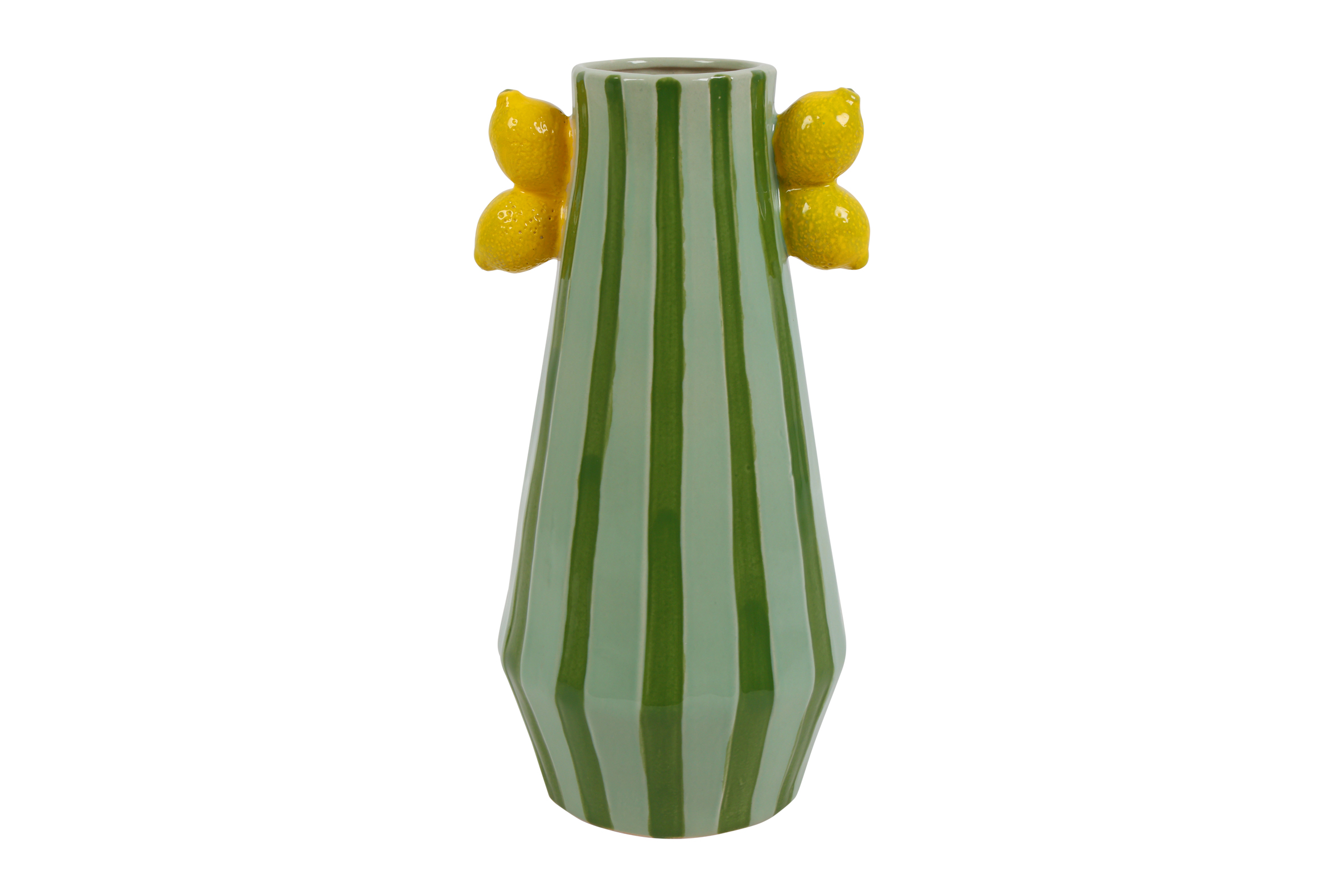 Vase W/lemon Long Sisi Stripes L Green Gift
