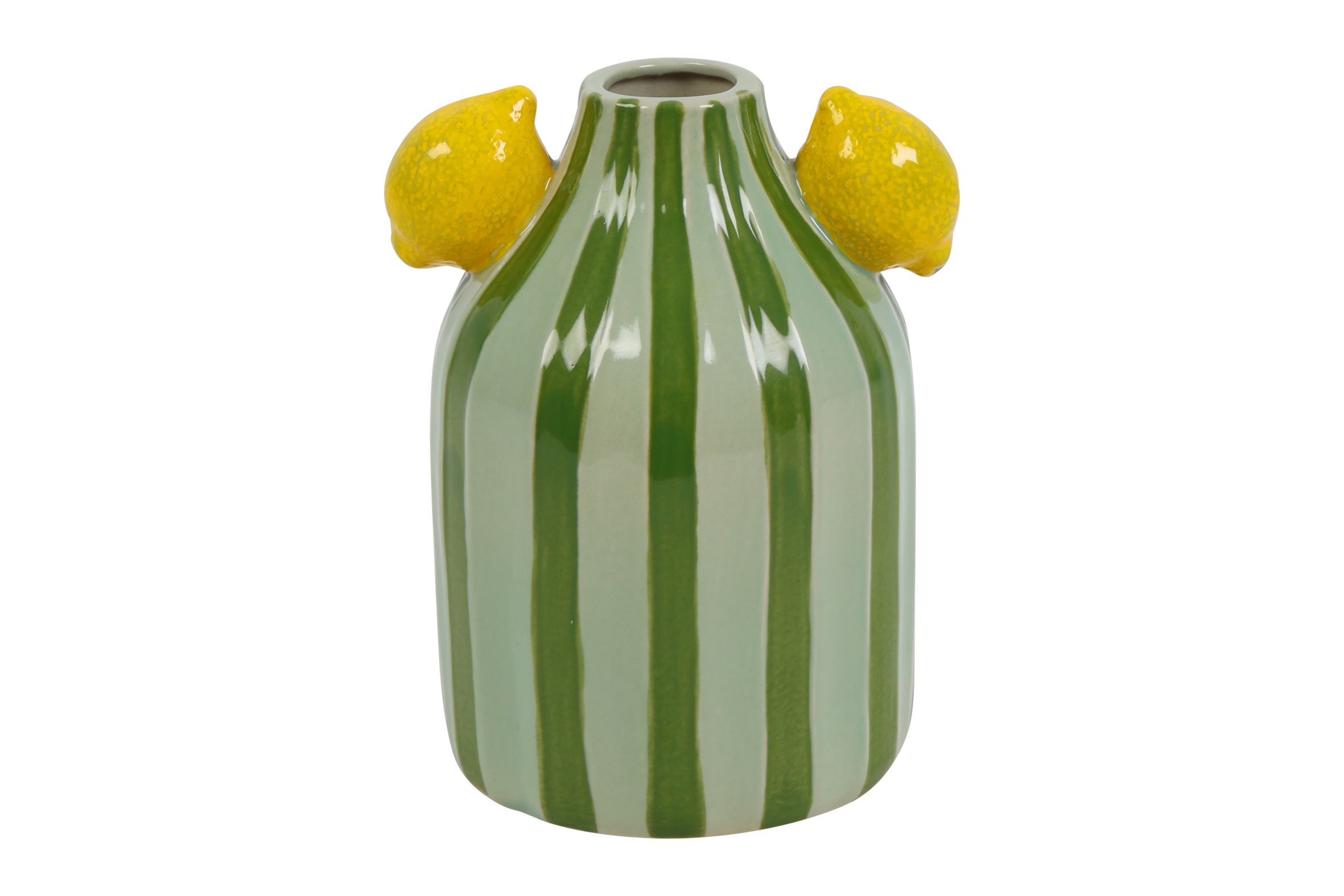 Vase W/lemon Rd Sisi Stripes S Green Gift